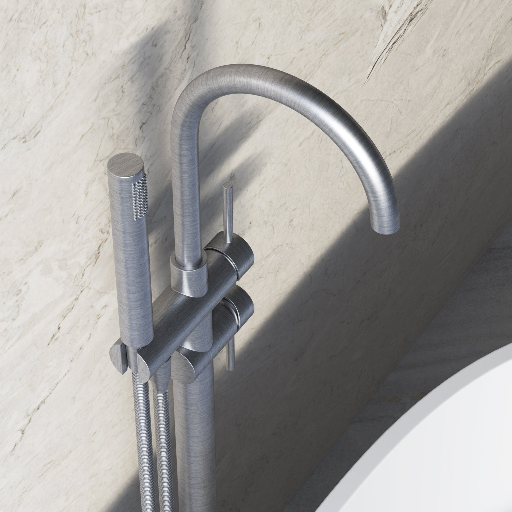 Image of Origin Floor Standing Bath Mixer with Hand Shower - Cavari