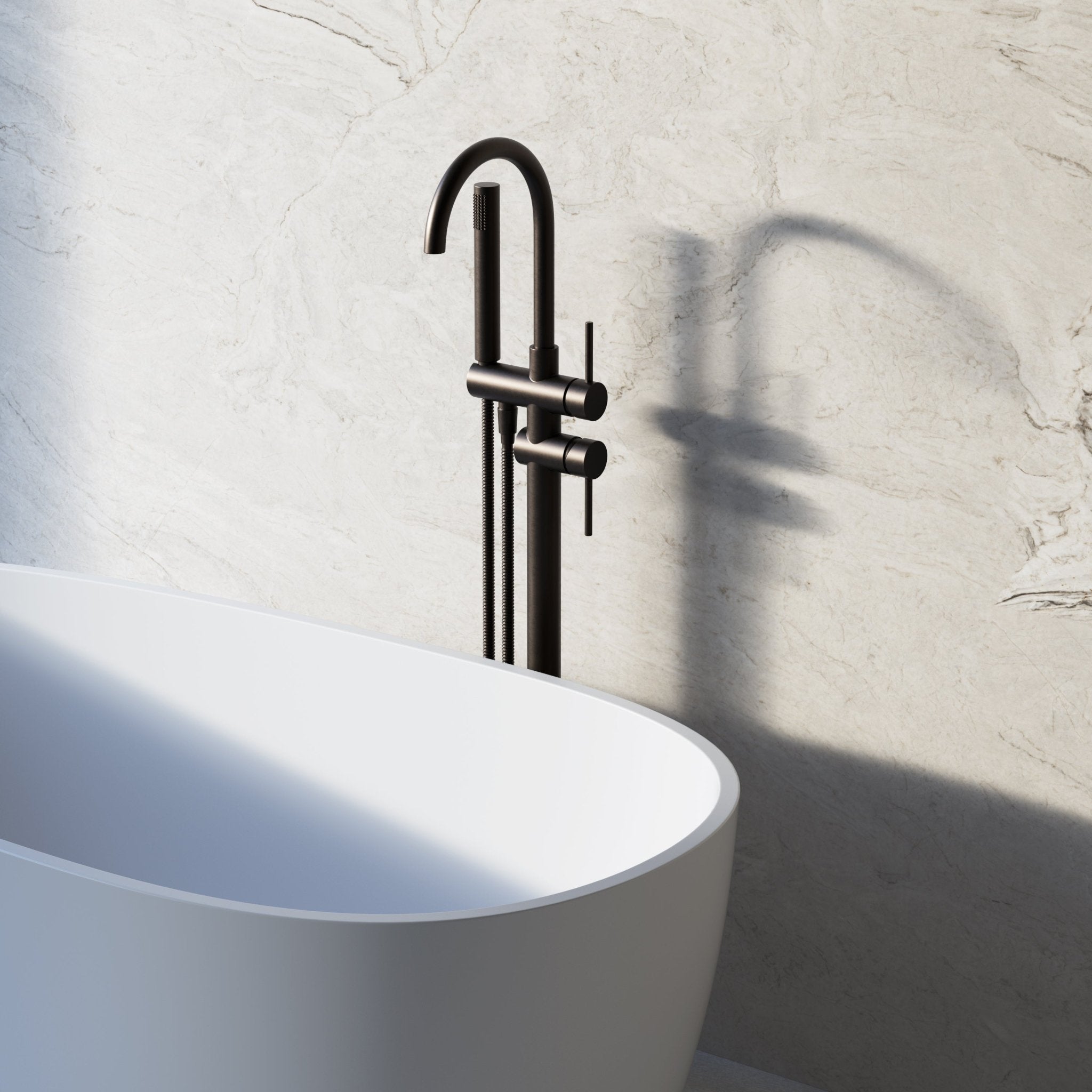 Image of Origin Floor Standing Bath Mixer with Hand Shower - Cavari