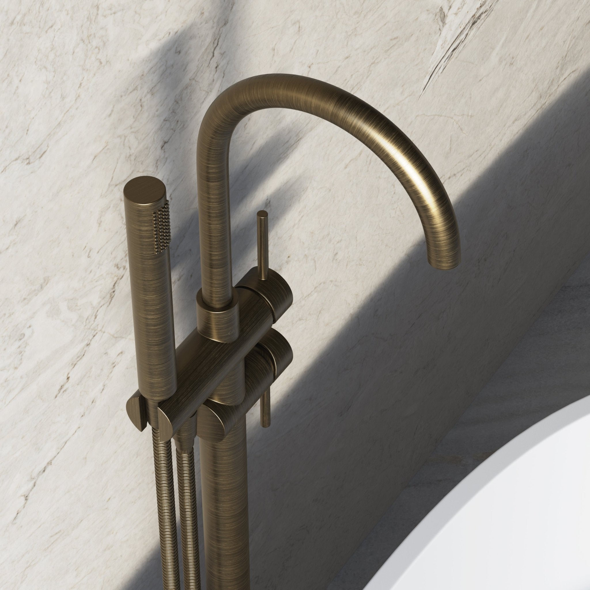Image of Origin Floor Standing Bath Mixer with Hand Shower - Cavari
