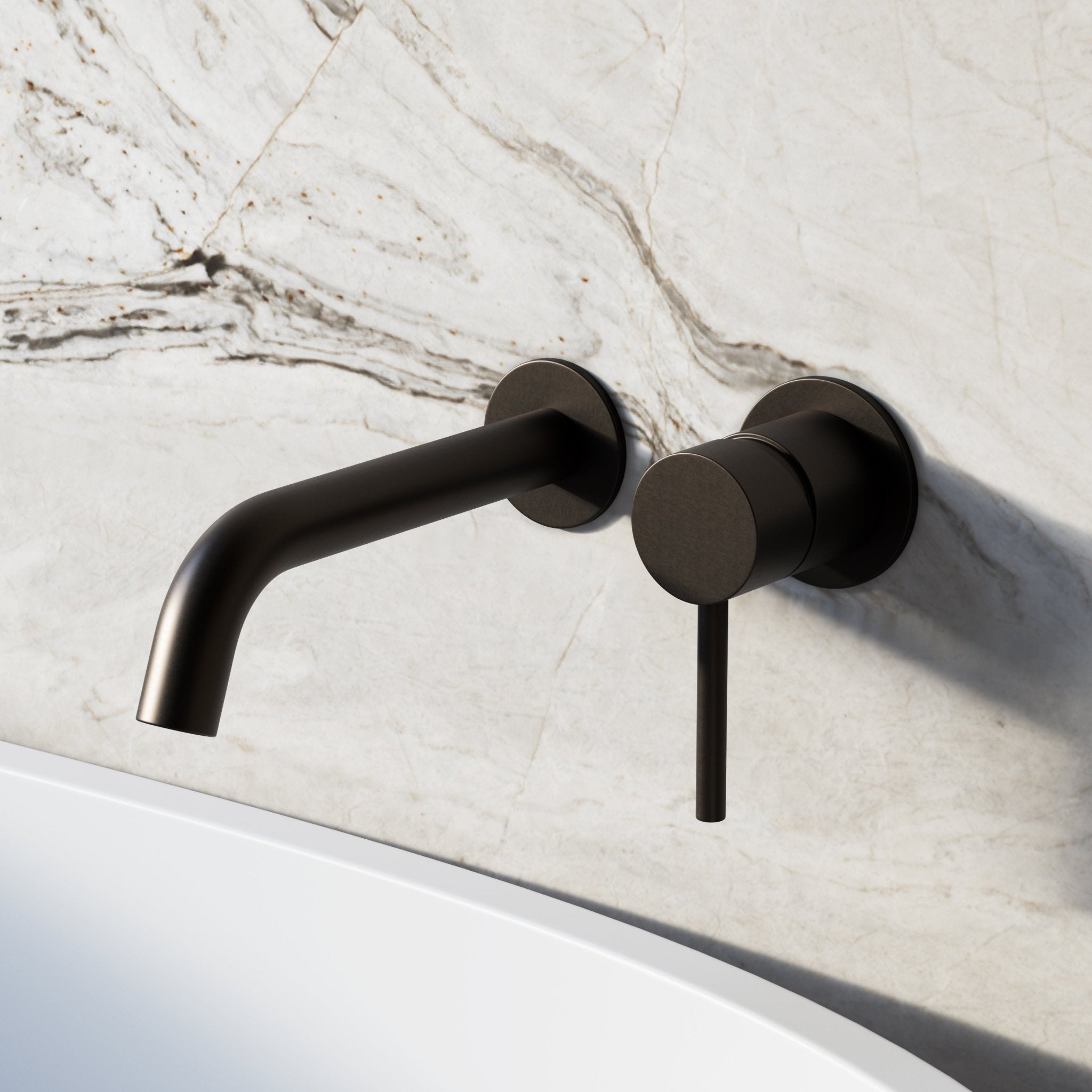 Image of Origin Long Spout Wall Mounted Bath Mixer Tap - Cavari