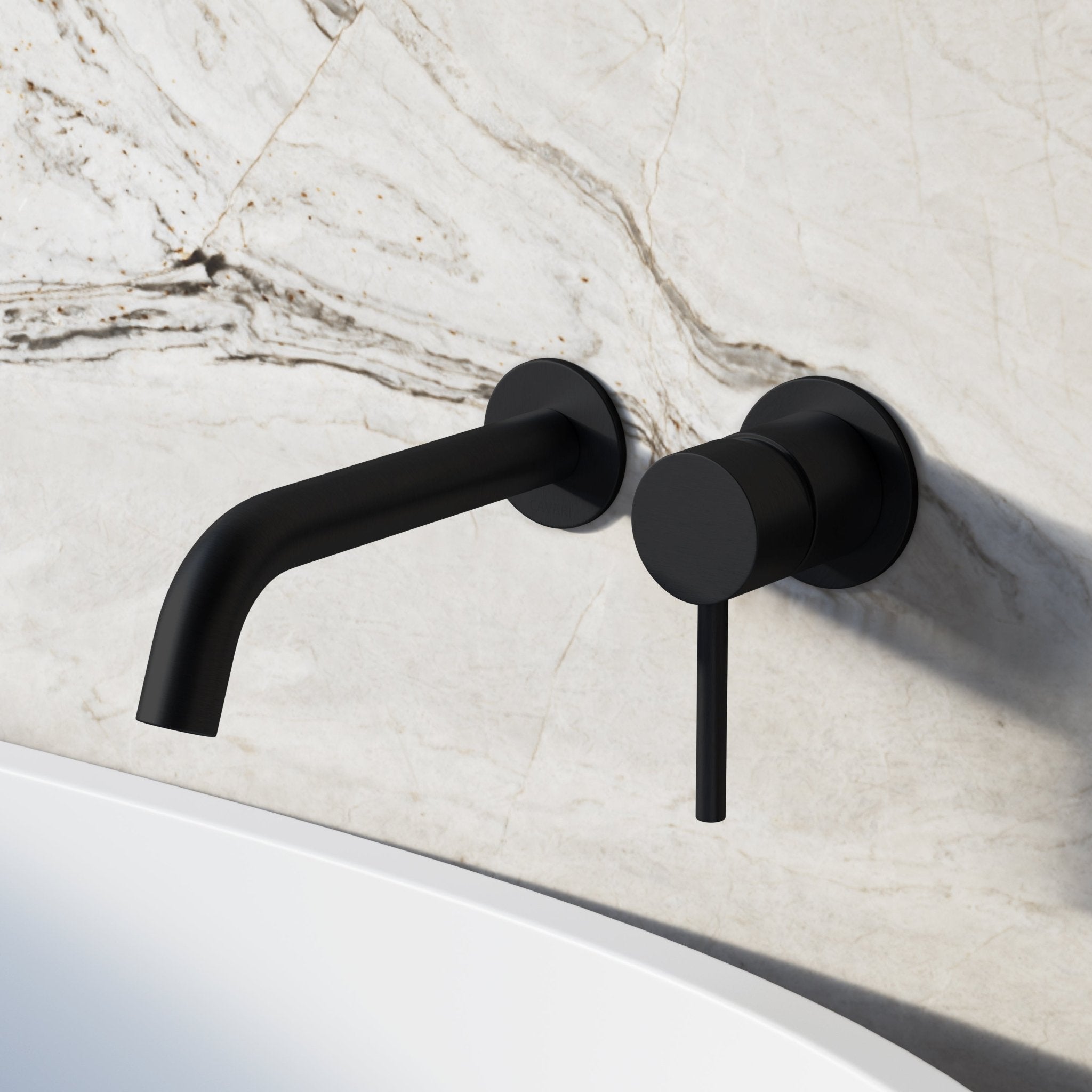 Image of Origin Long Spout Wall Mounted Bath Mixer Tap - Cavari