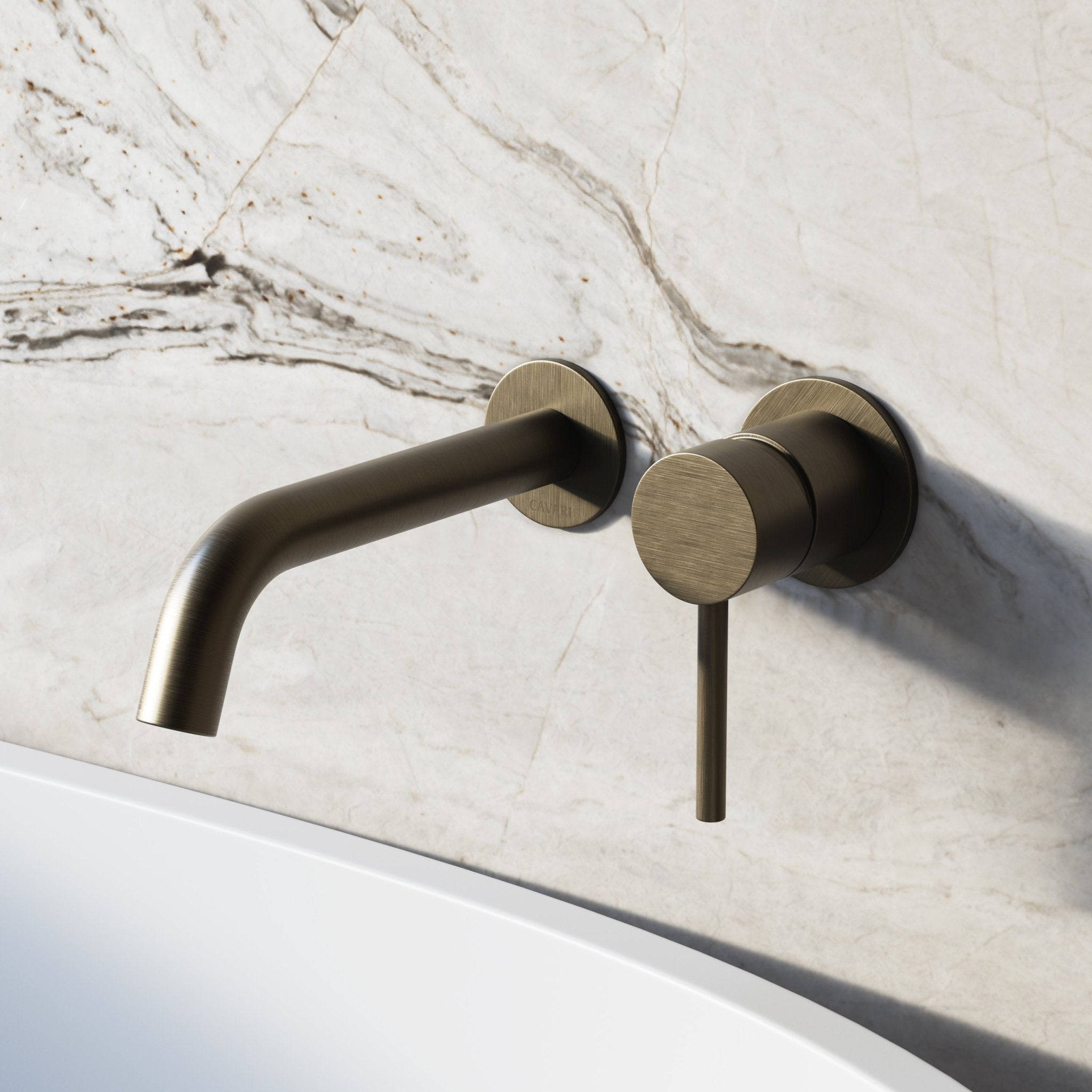 Image of Origin Long Spout Wall Mounted Bath Mixer Tap - Cavari