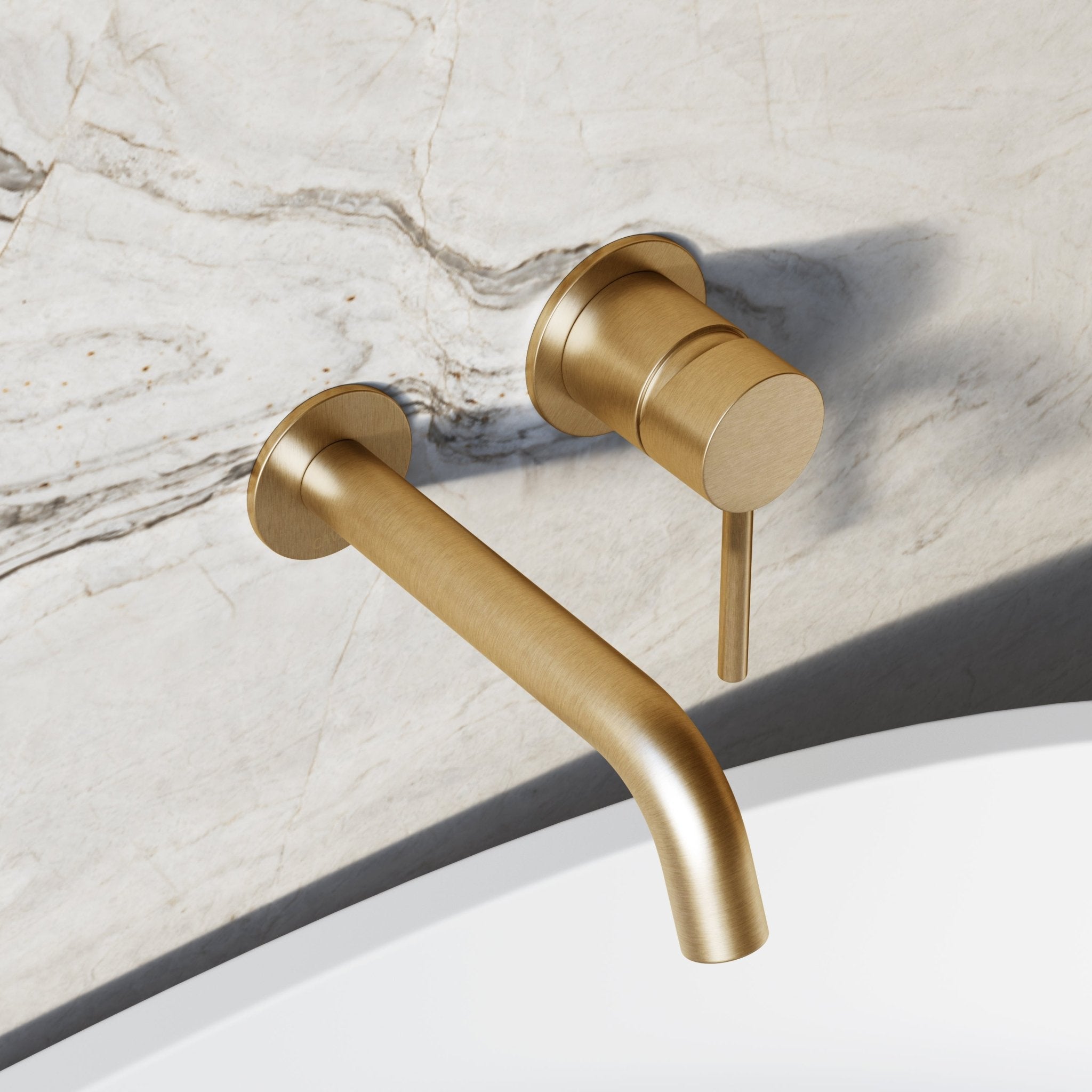 Image of Origin Long Spout Wall Mounted Bath Mixer Tap - Cavari