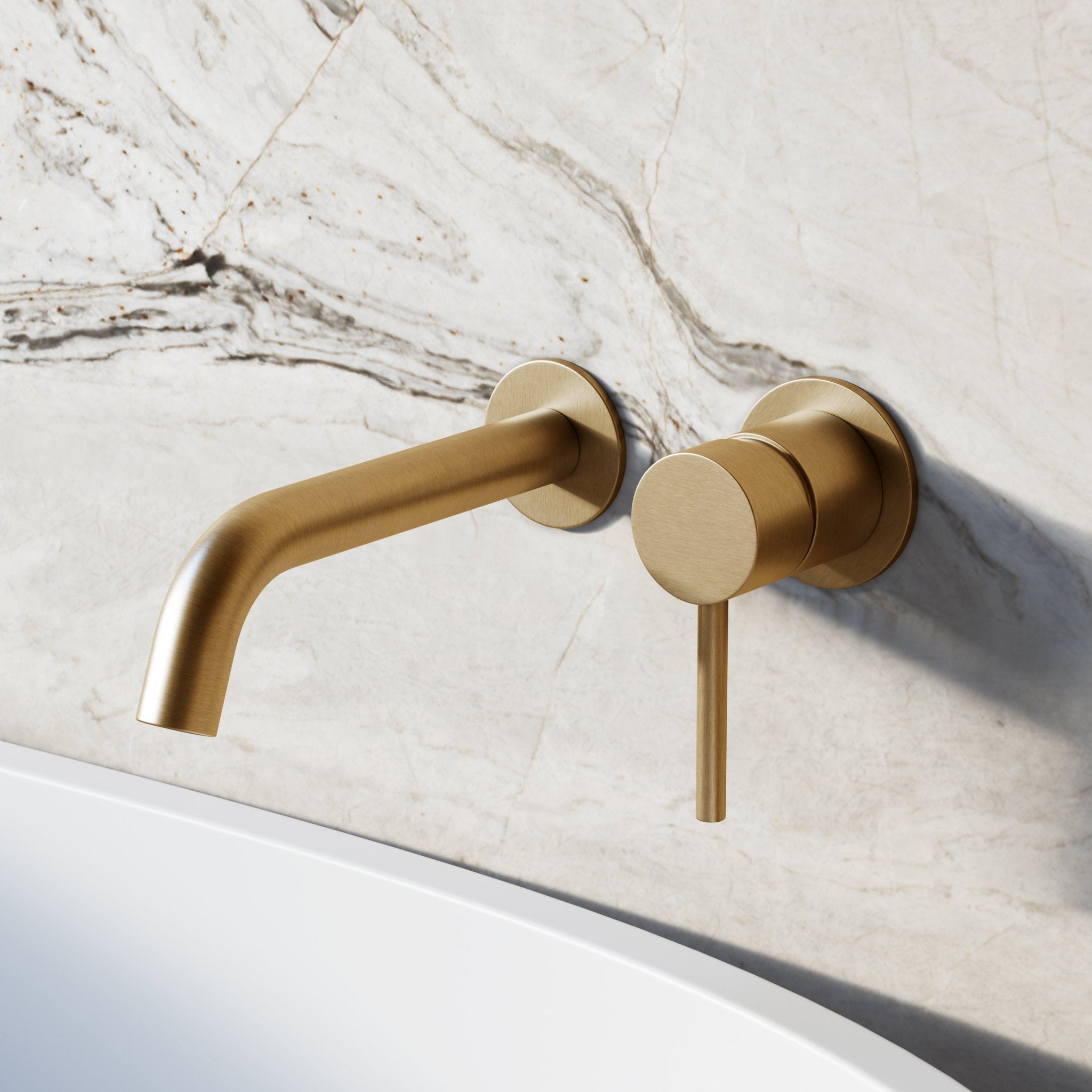 Image of Origin Long Spout Wall Mounted Bath Mixer Tap - Cavari