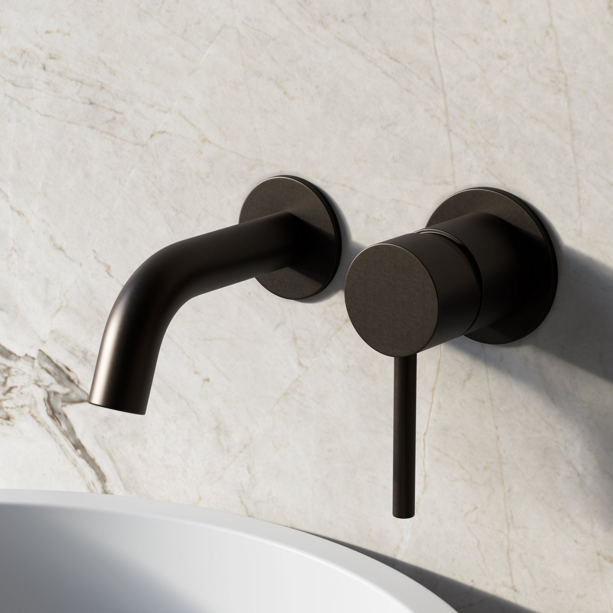 Image of Origin Short Spout Wall Mounted Basin Mixer Tap - Cavari