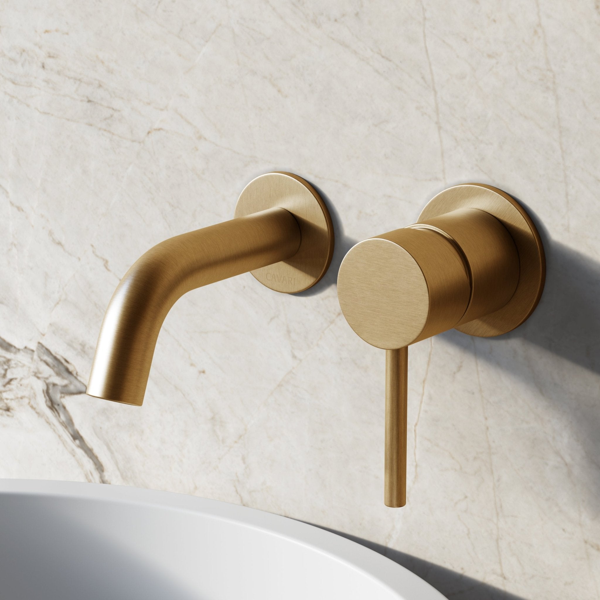 Image of Origin Short Spout Wall Mounted Basin Mixer Tap - Cavari