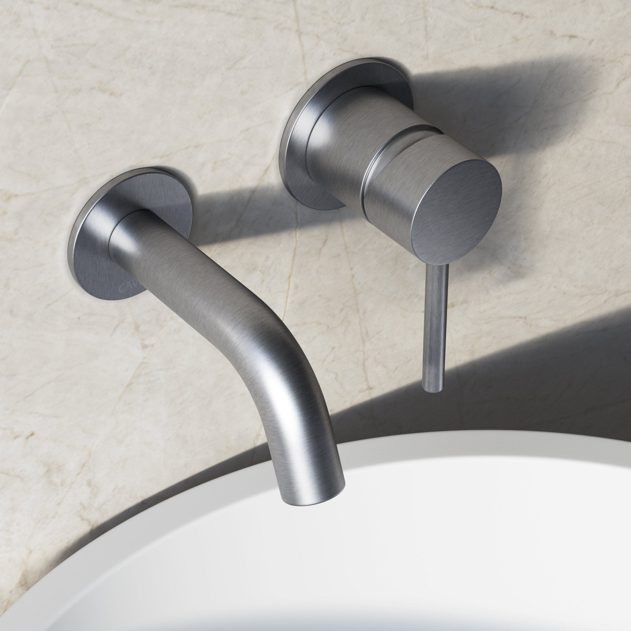 Image of Origin Short Spout Wall Mounted Basin Mixer Tap - Cavari