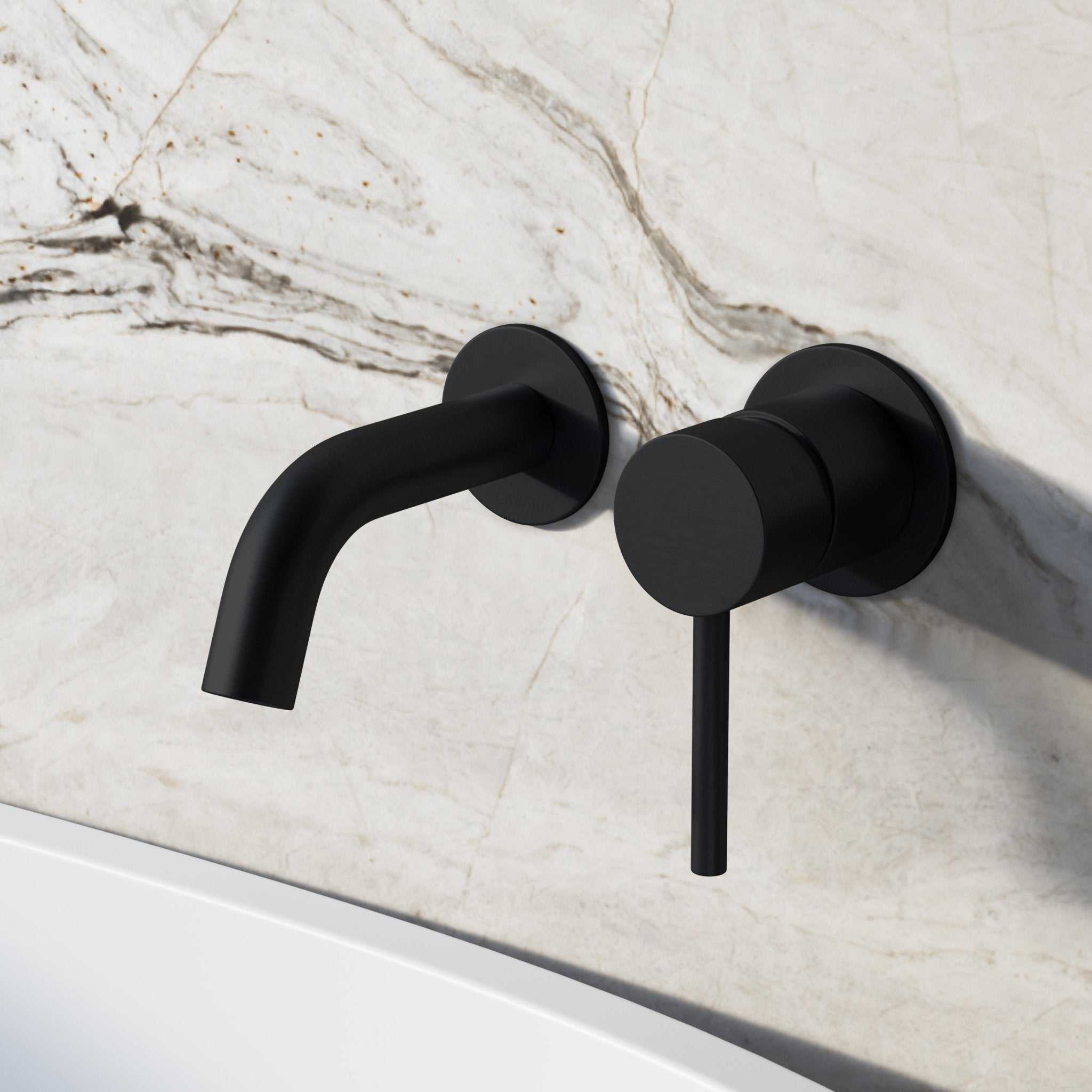 Image of Origin Short Spout Wall Mounted Bath Mixer Tap - Cavari