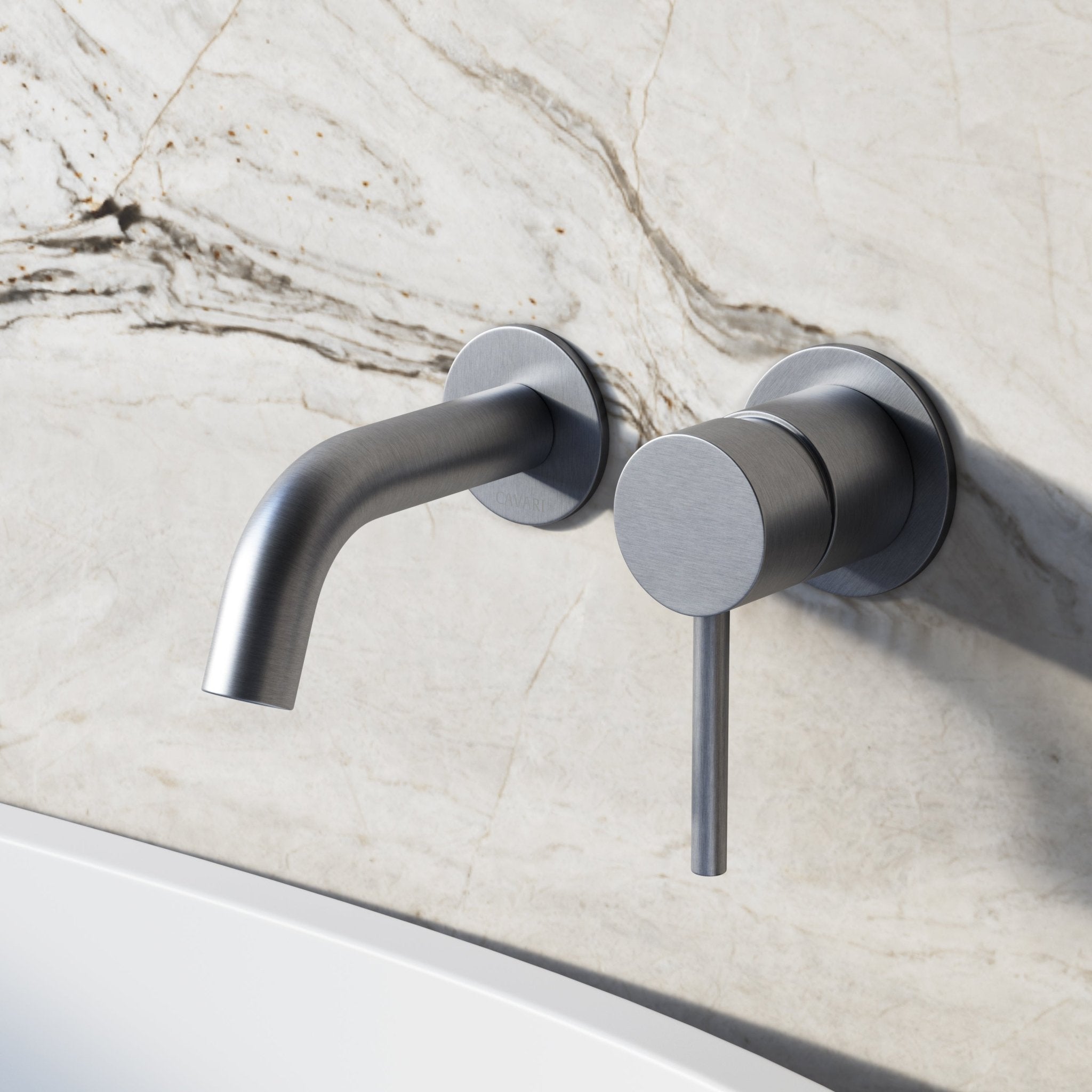 Image of Origin Short Spout Wall Mounted Bath Mixer Tap - Cavari