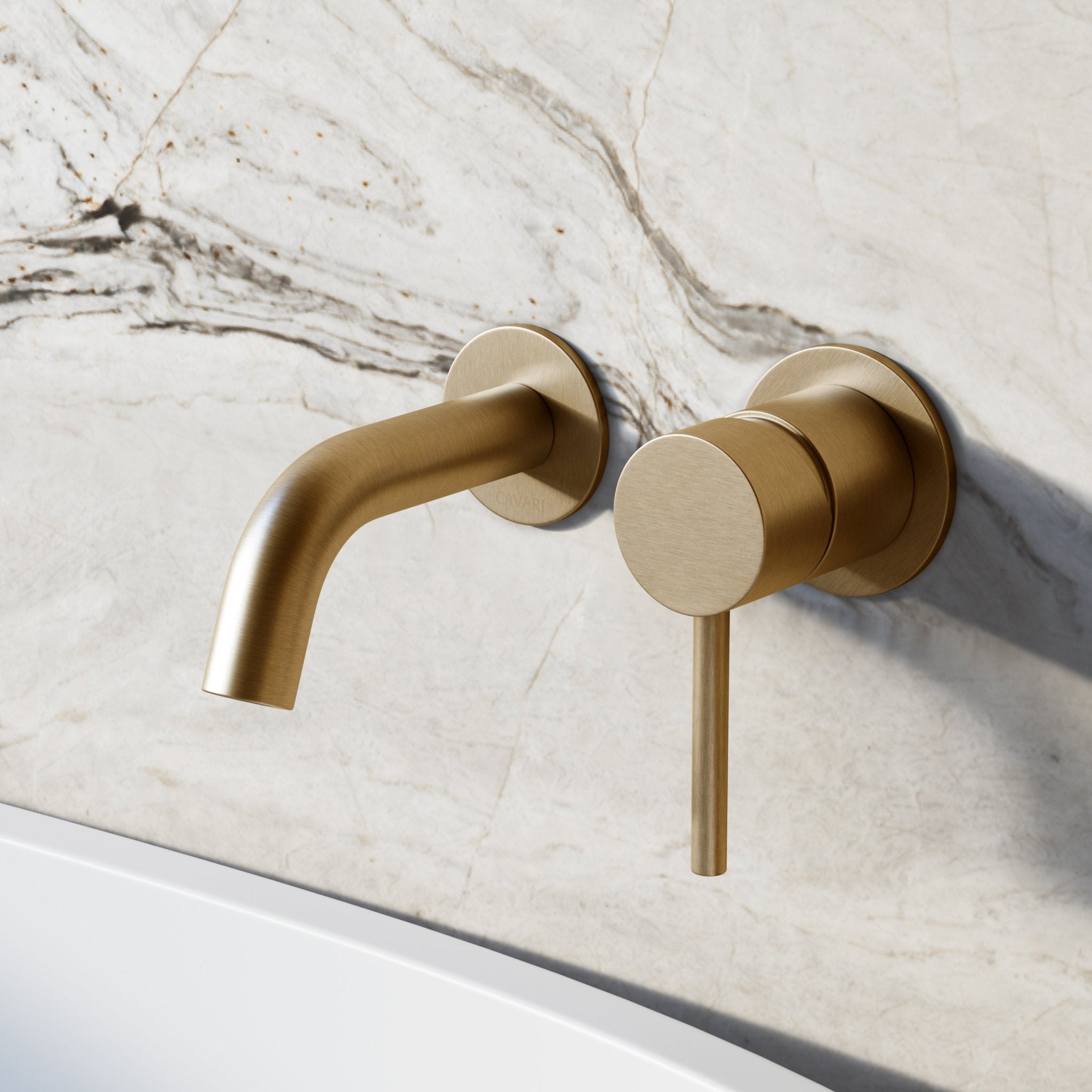 Image of Origin Short Spout Wall Mounted Bath Mixer Tap - Cavari