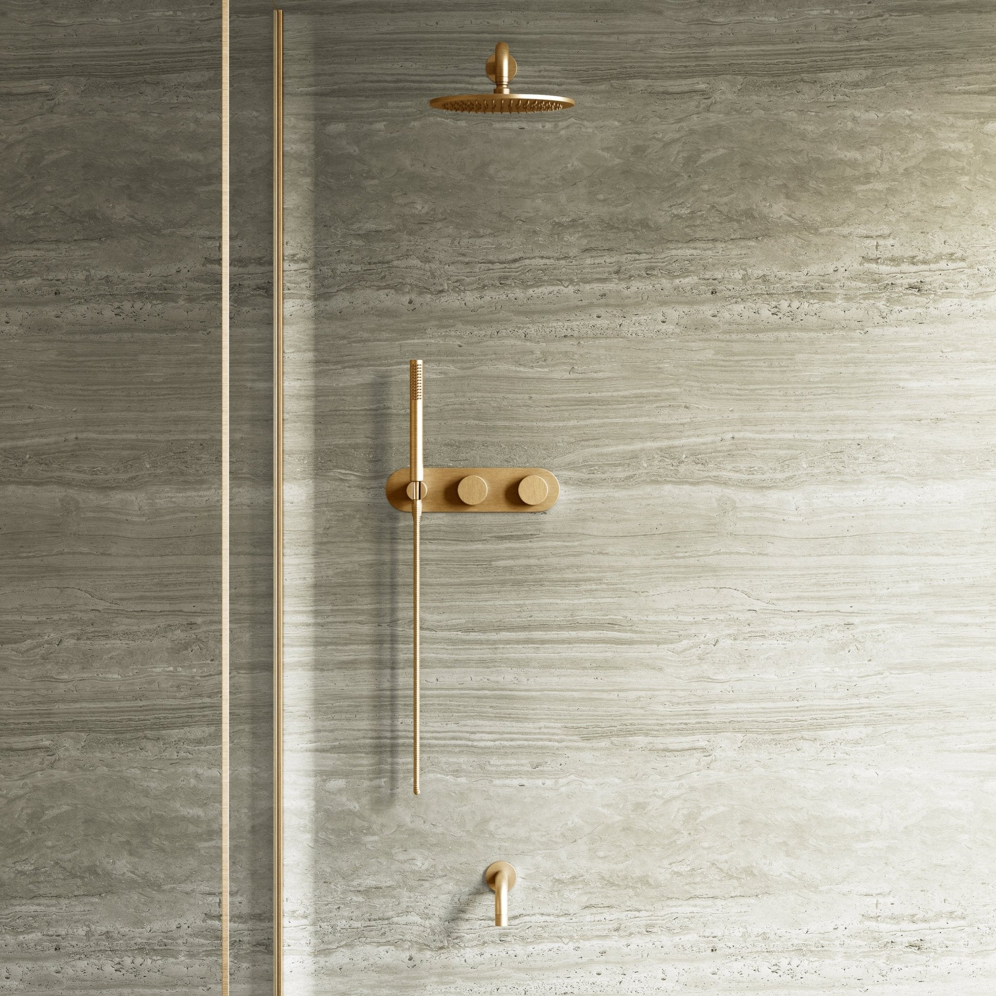 Image of Strata 2-Way Thermostatic Shower Set – Overhead & Short Spout - Cavari