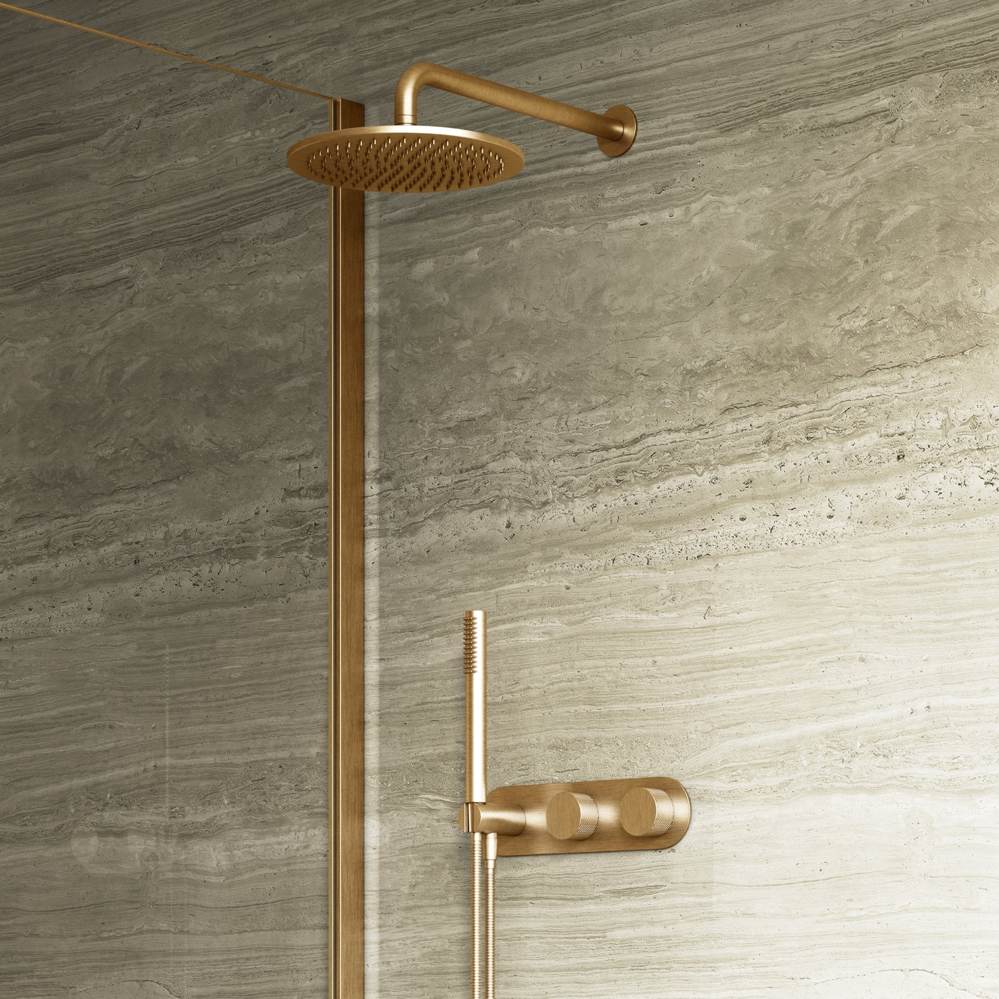 Image of Strata 2-Way Thermostatic Shower Set – Overhead & Short Spout - Cavari