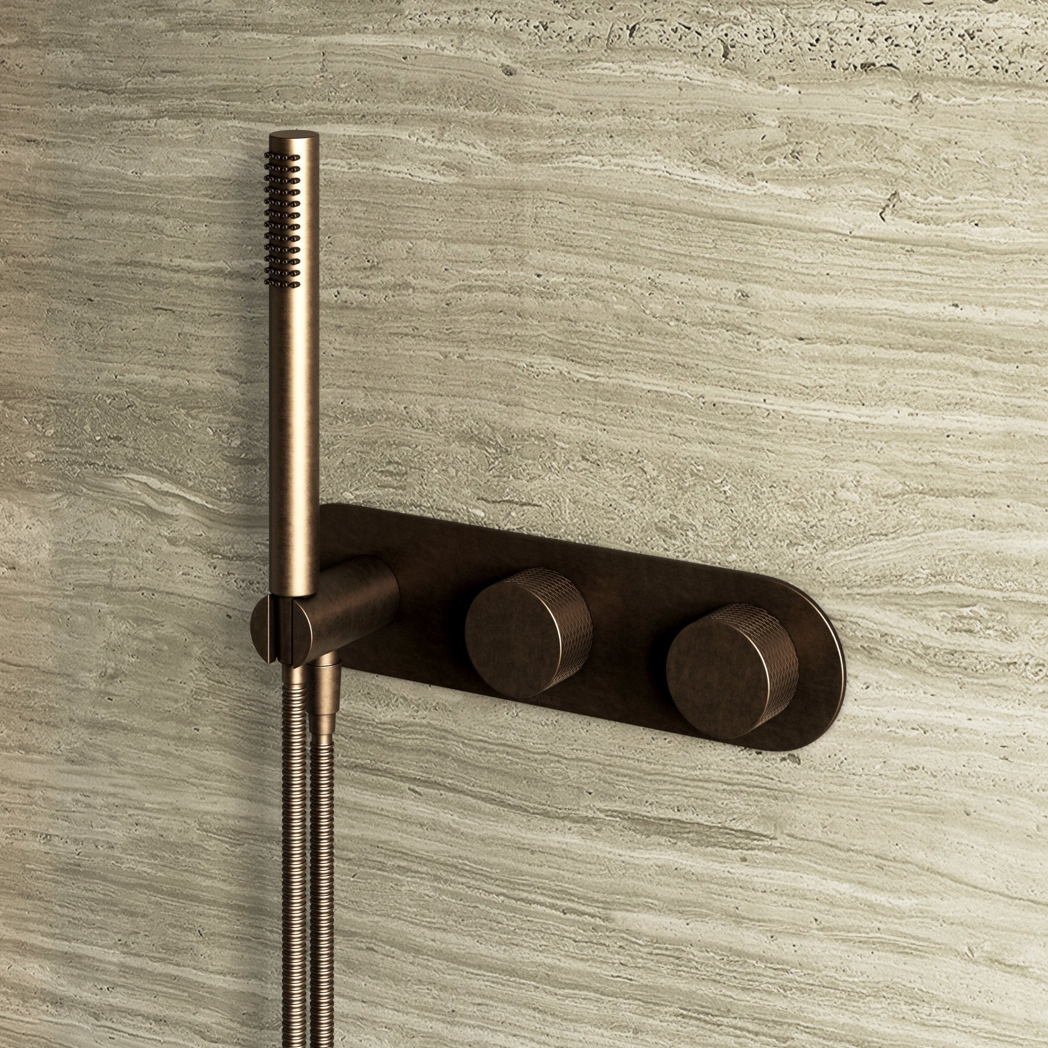 Image of Strata 2-Way Thermostatic Shower Set – Overhead & Short Spout - Cavari