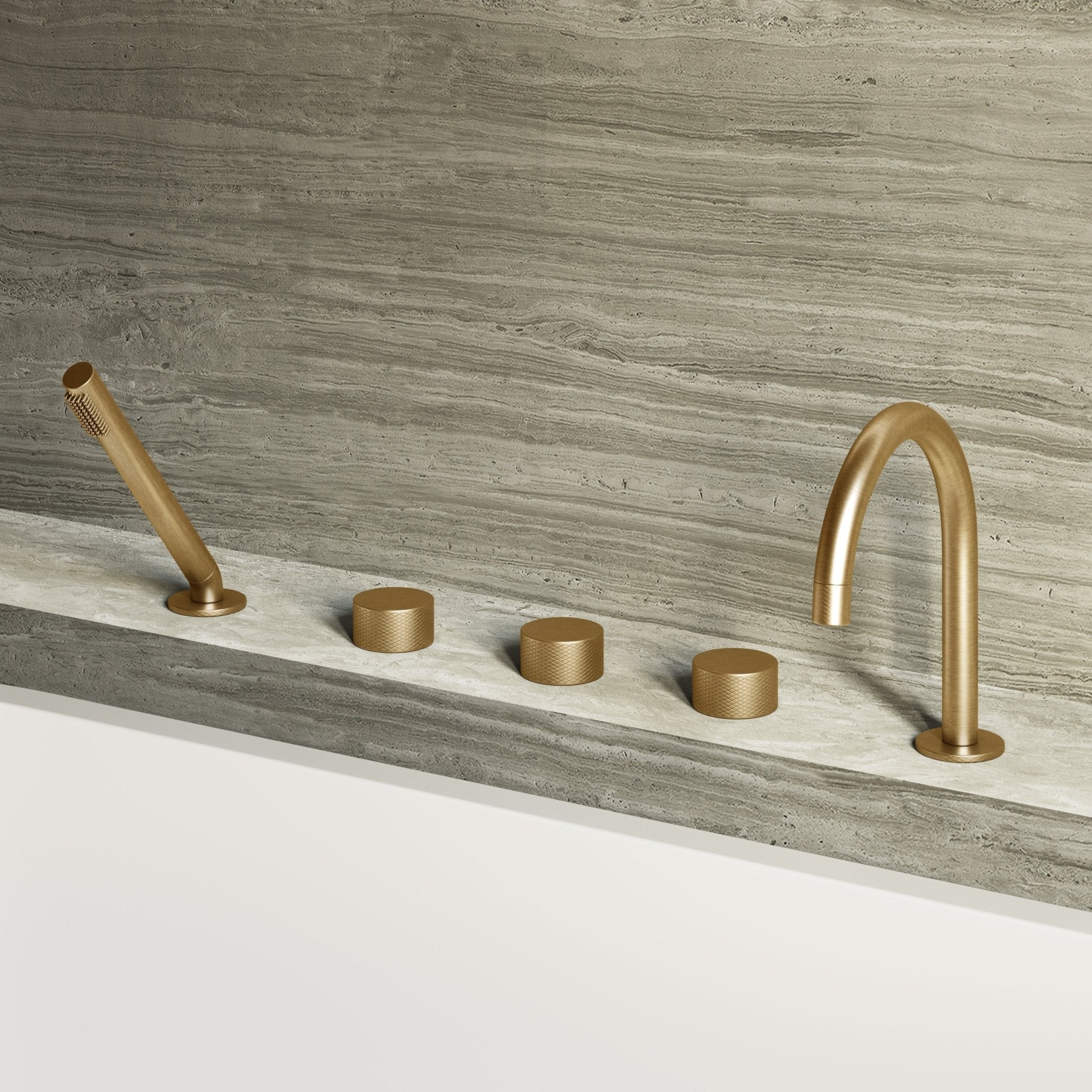 Image of Strata 5 Piece Bath Set with Hand Shower - Cavari