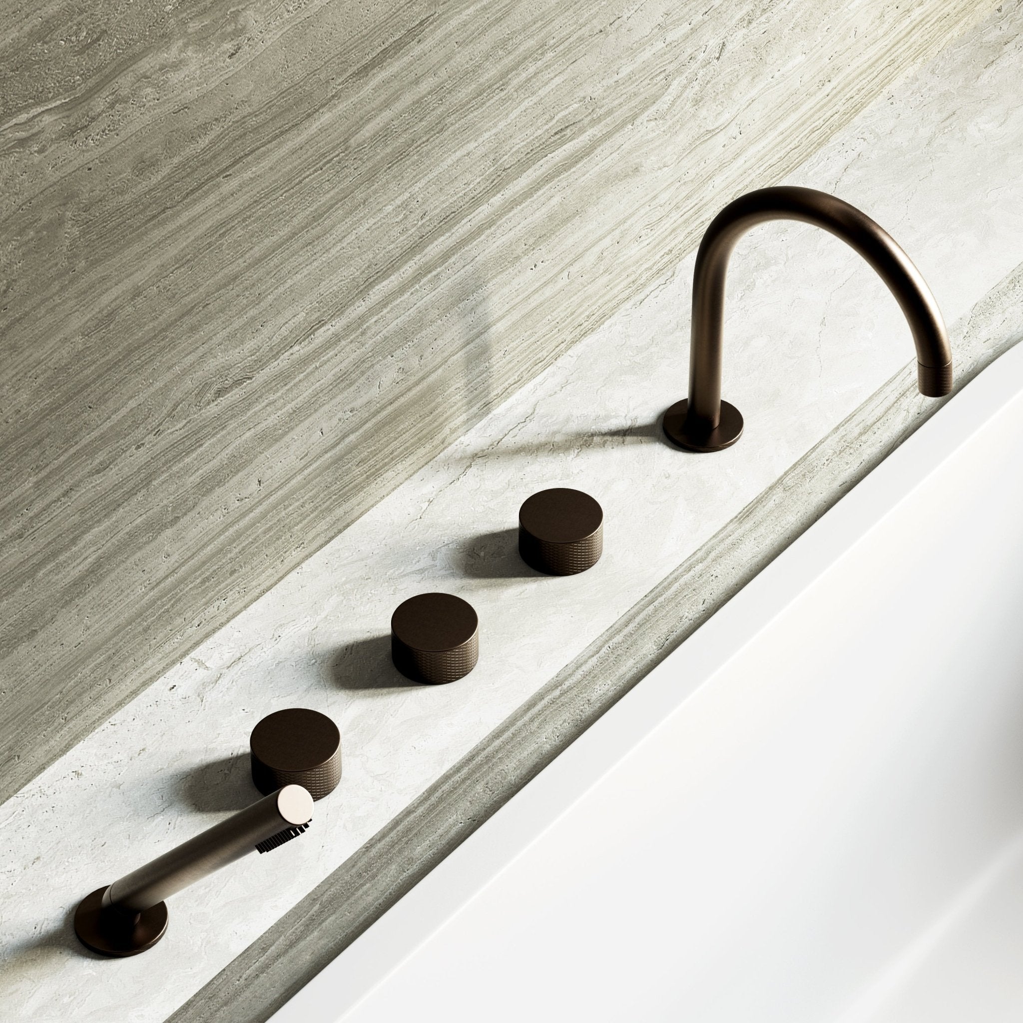 Image of Strata 5 Piece Bath Set with Hand Shower - Cavari