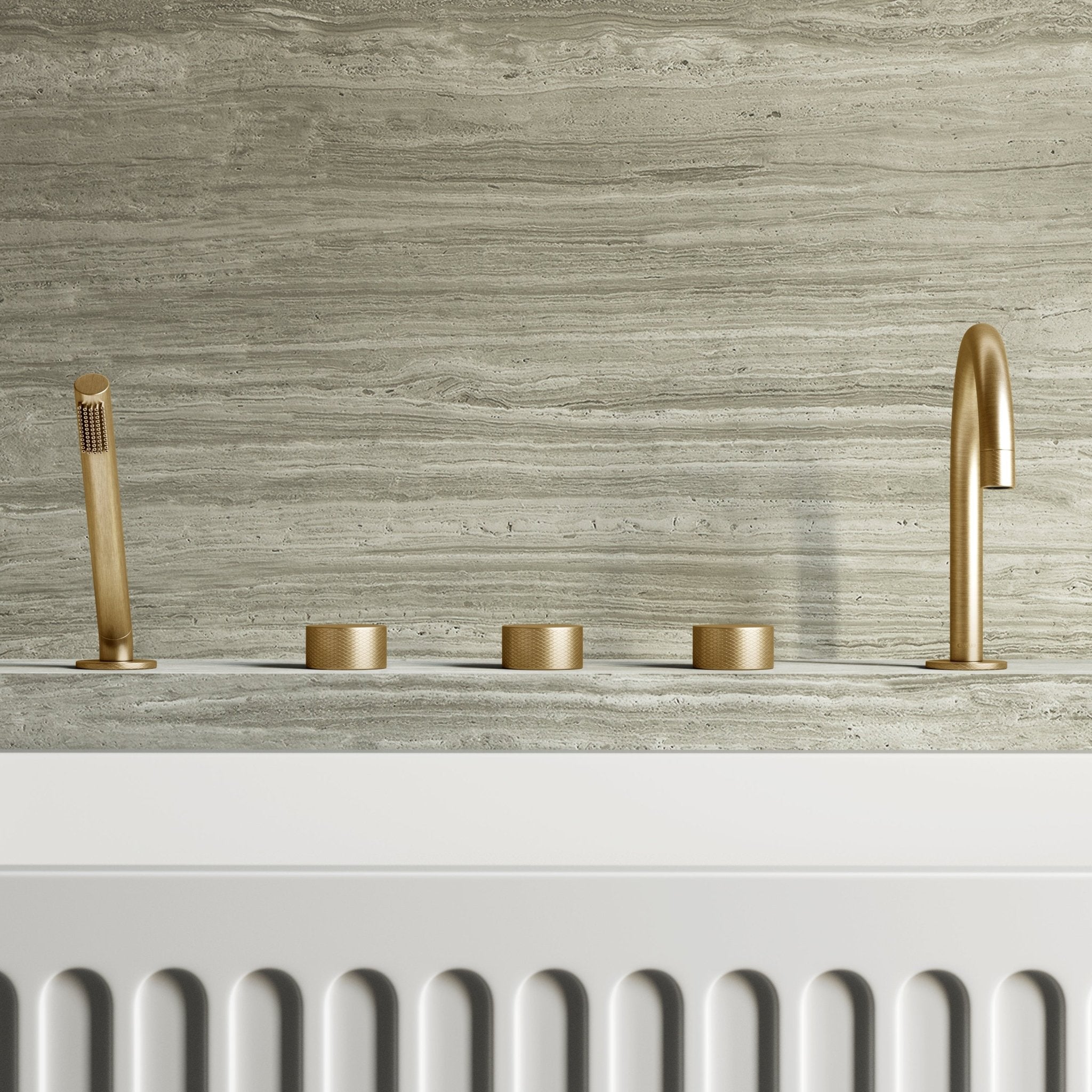 Image of Strata 5 Piece Bath Set with Hand Shower - Cavari