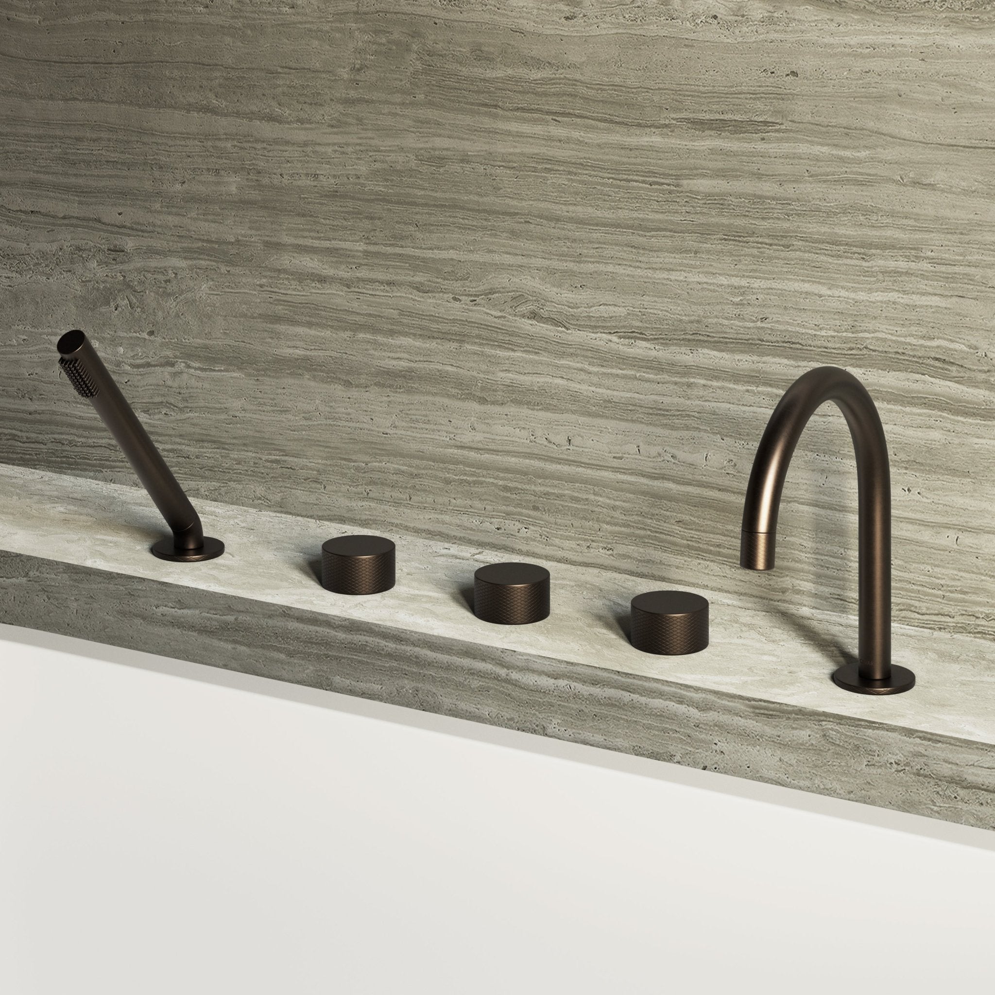 Image of Strata 5 Piece Bath Set with Hand Shower - Cavari