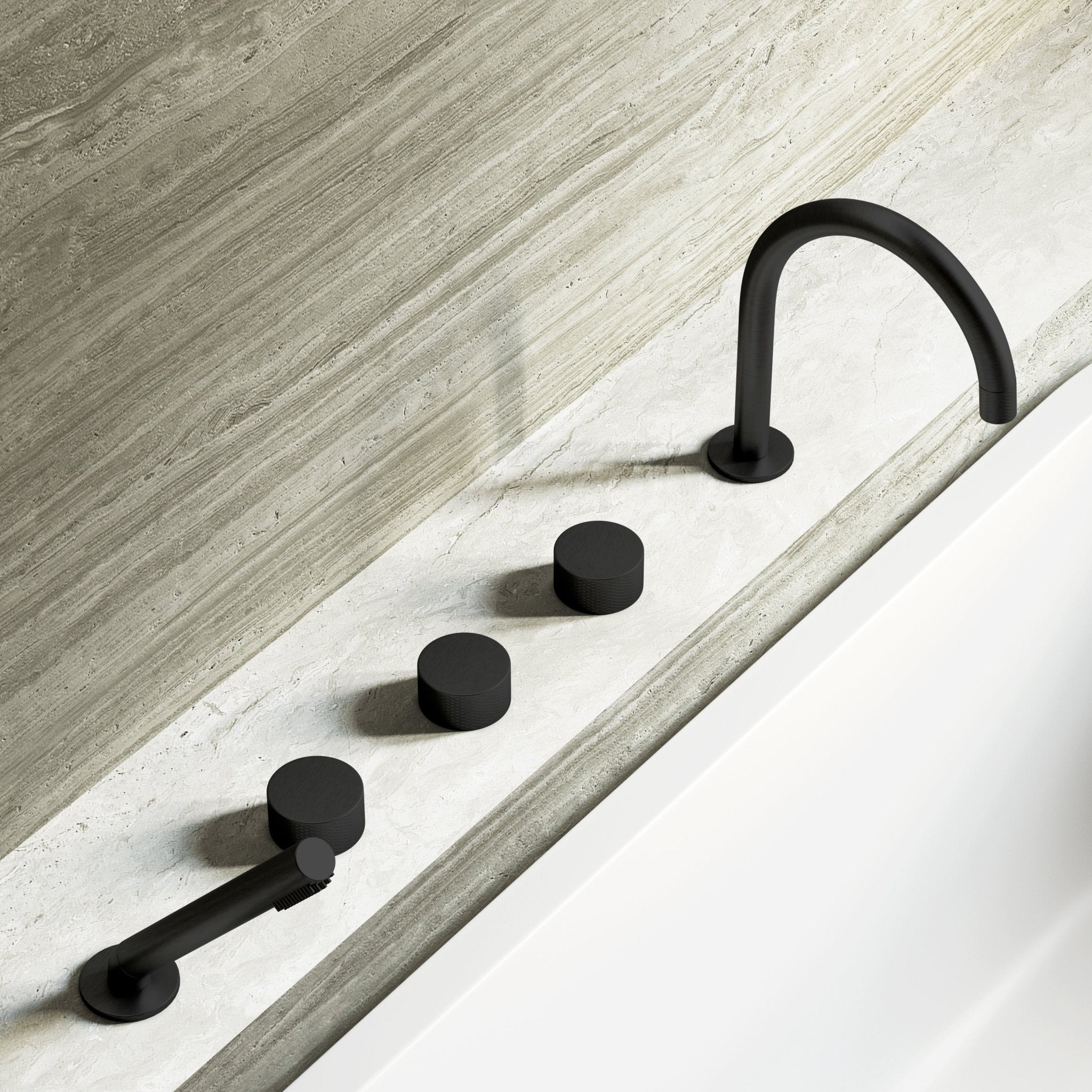 Image of Strata 5 Piece Bath Set with Hand Shower - Cavari