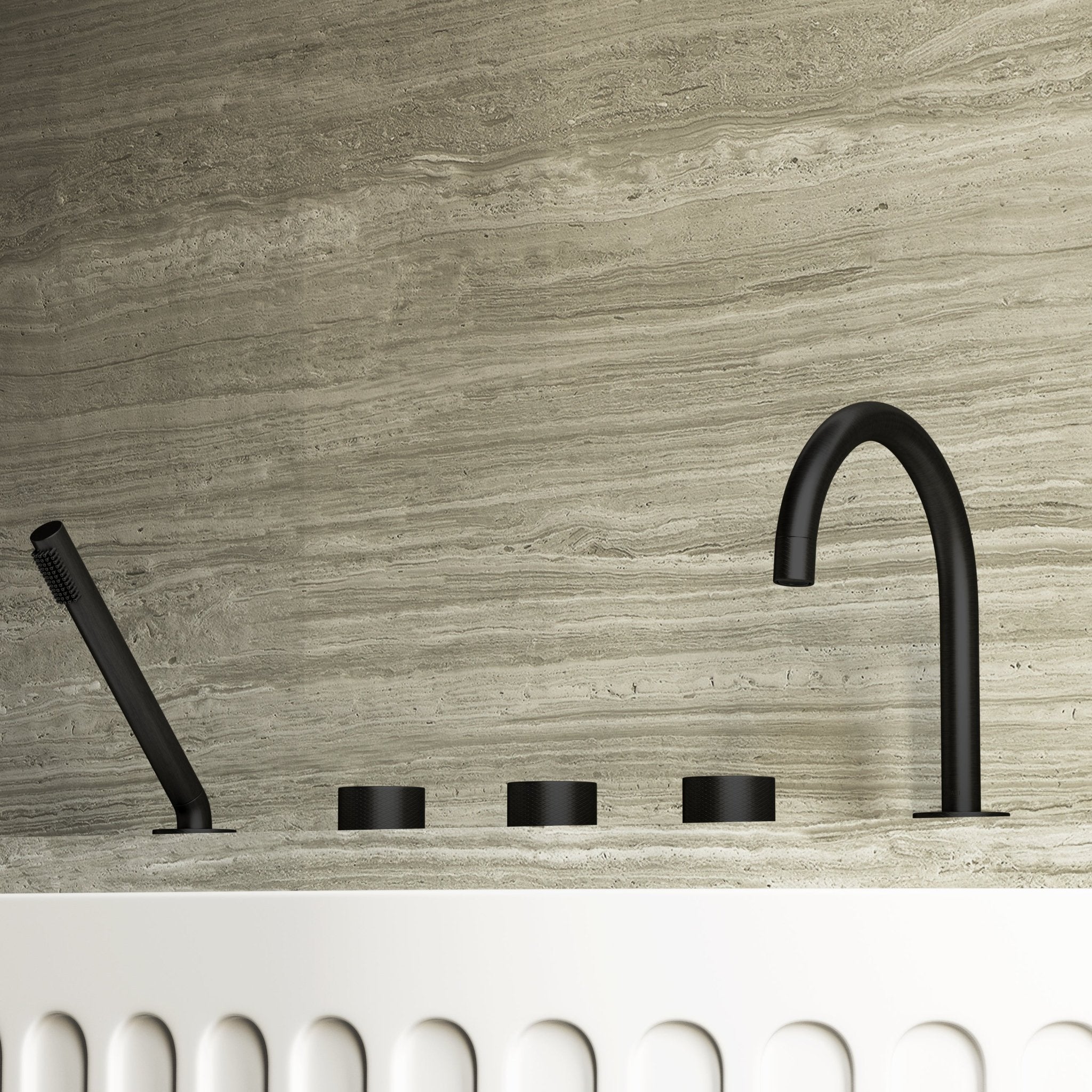 Image of Strata 5 Piece Bath Set with Hand Shower - Cavari