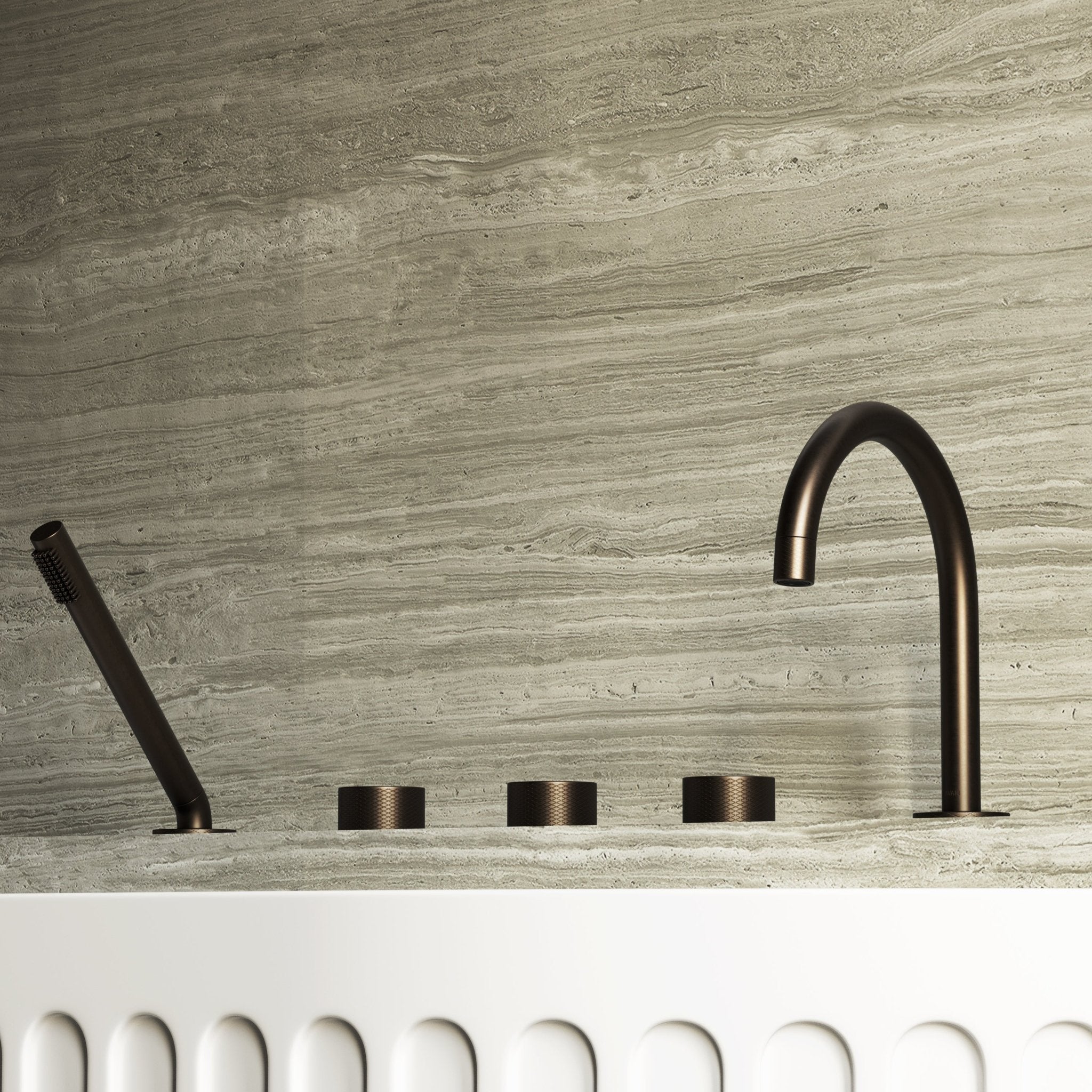 Image of Strata 5 Piece Bath Set with Hand Shower - Cavari