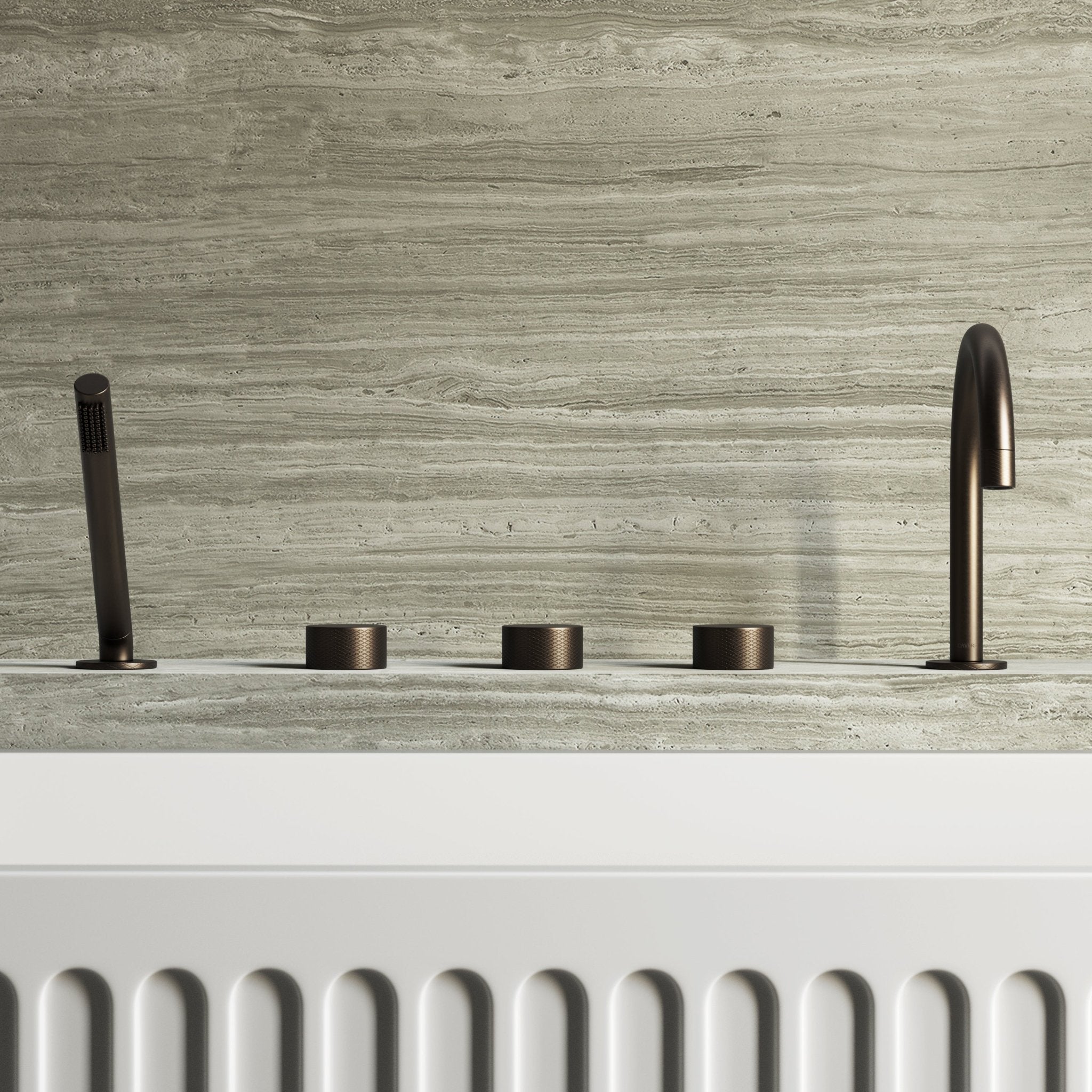 Image of Strata 5 Piece Bath Set with Hand Shower - Cavari
