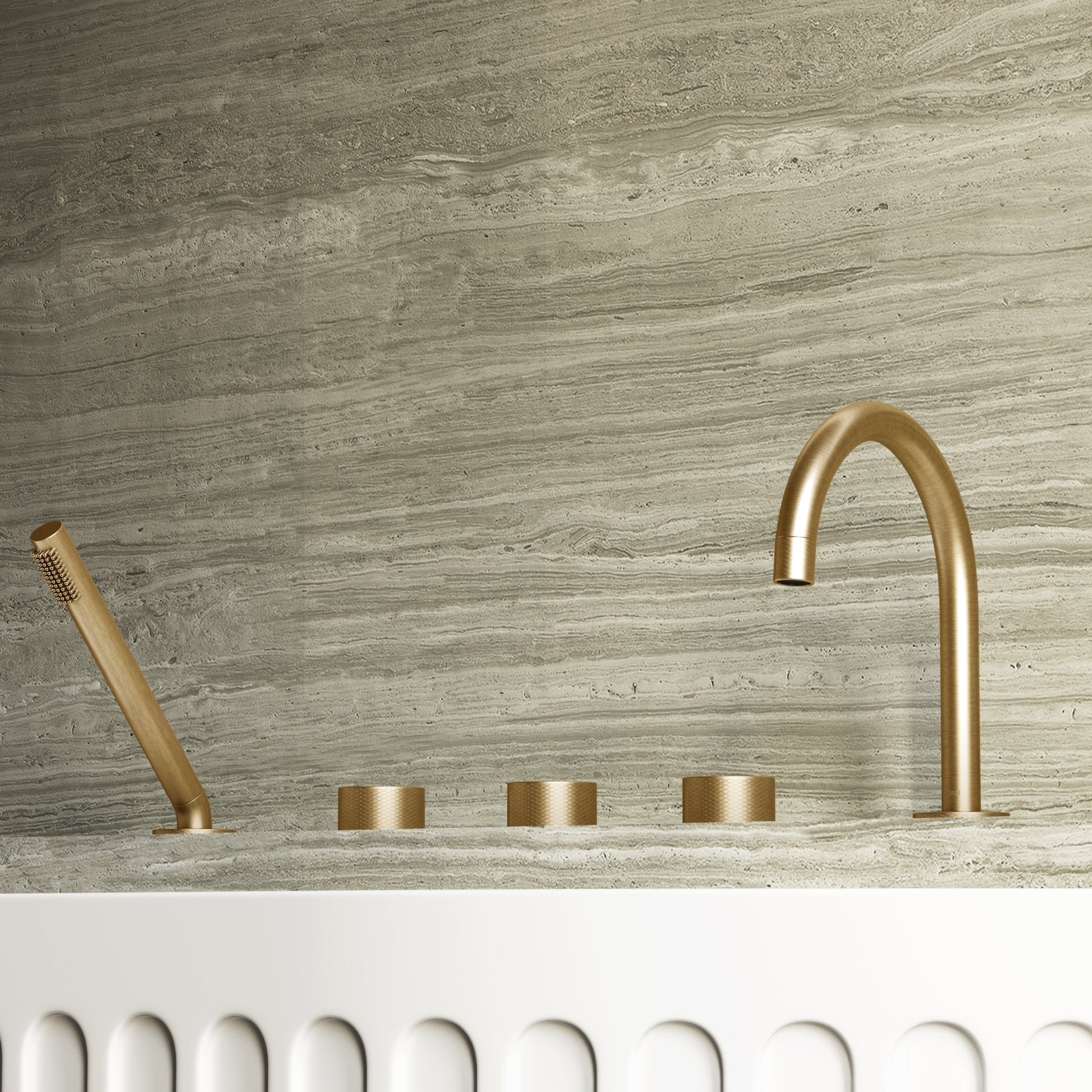 Image of Strata 5 Piece Bath Set with Hand Shower - Cavari
