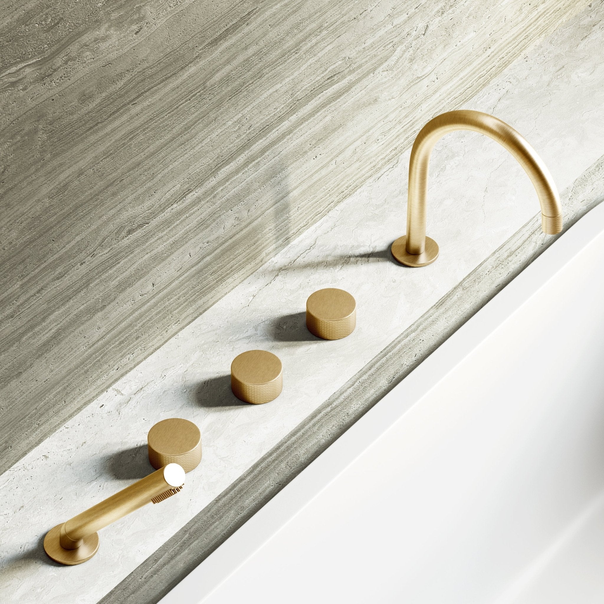 Image of Strata 5 Piece Bath Set with Hand Shower - Cavari