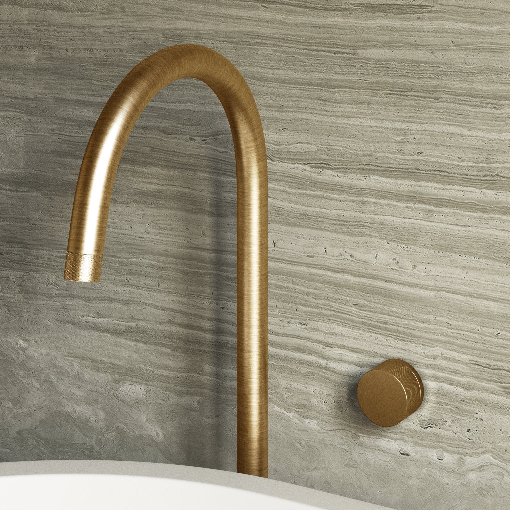 Image of Strata Bath Set – 1 Way Wall Mixer & Floor Standing Spout - Cavari