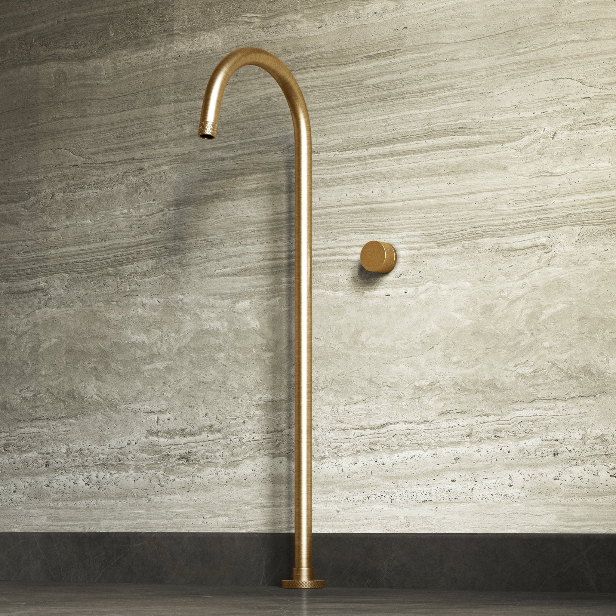 Image of Strata Bath Set – 1 Way Wall Mixer & Floor Standing Spout - Cavari