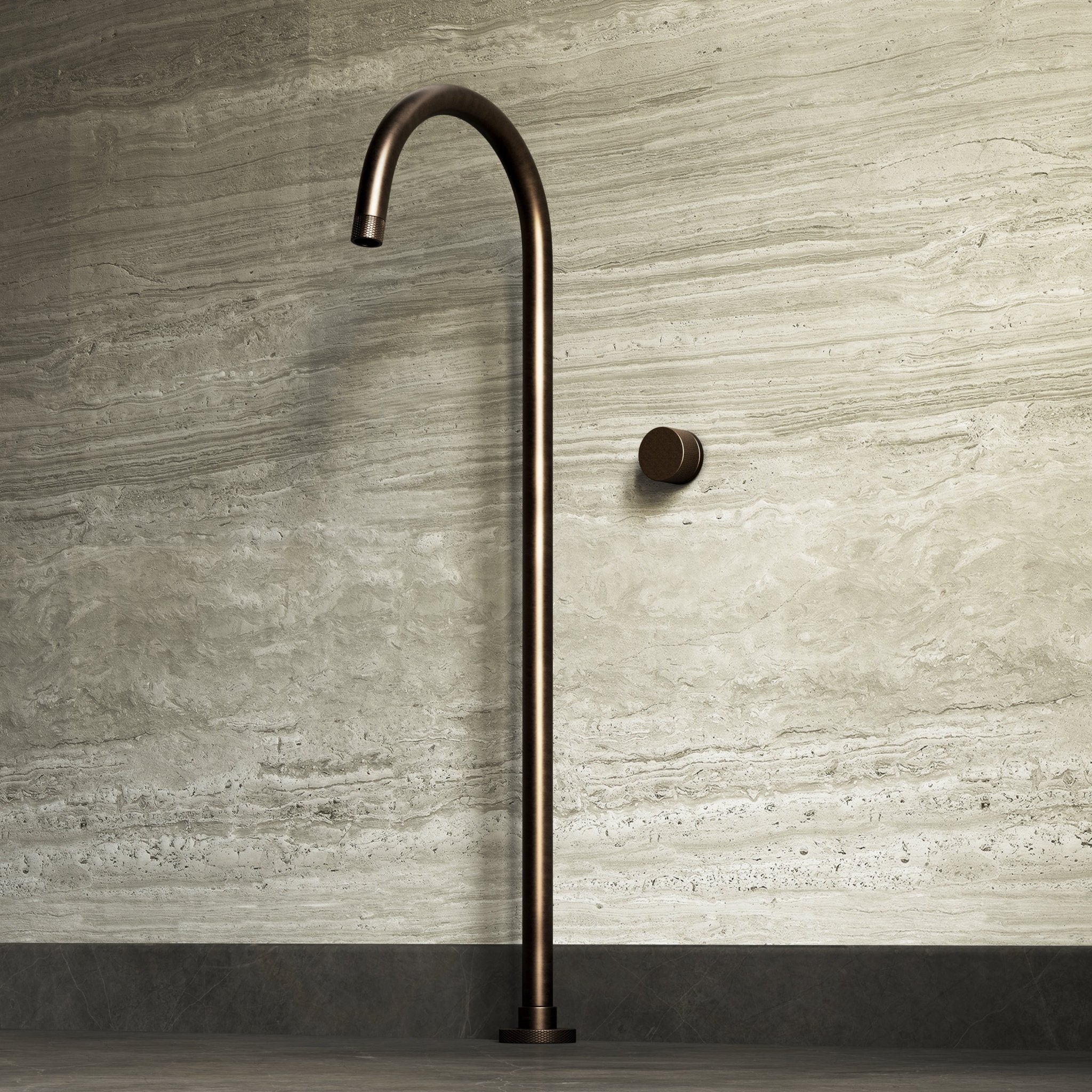 Image of Strata Bath Set – 1 Way Wall Mixer & Floor Standing Spout - Cavari