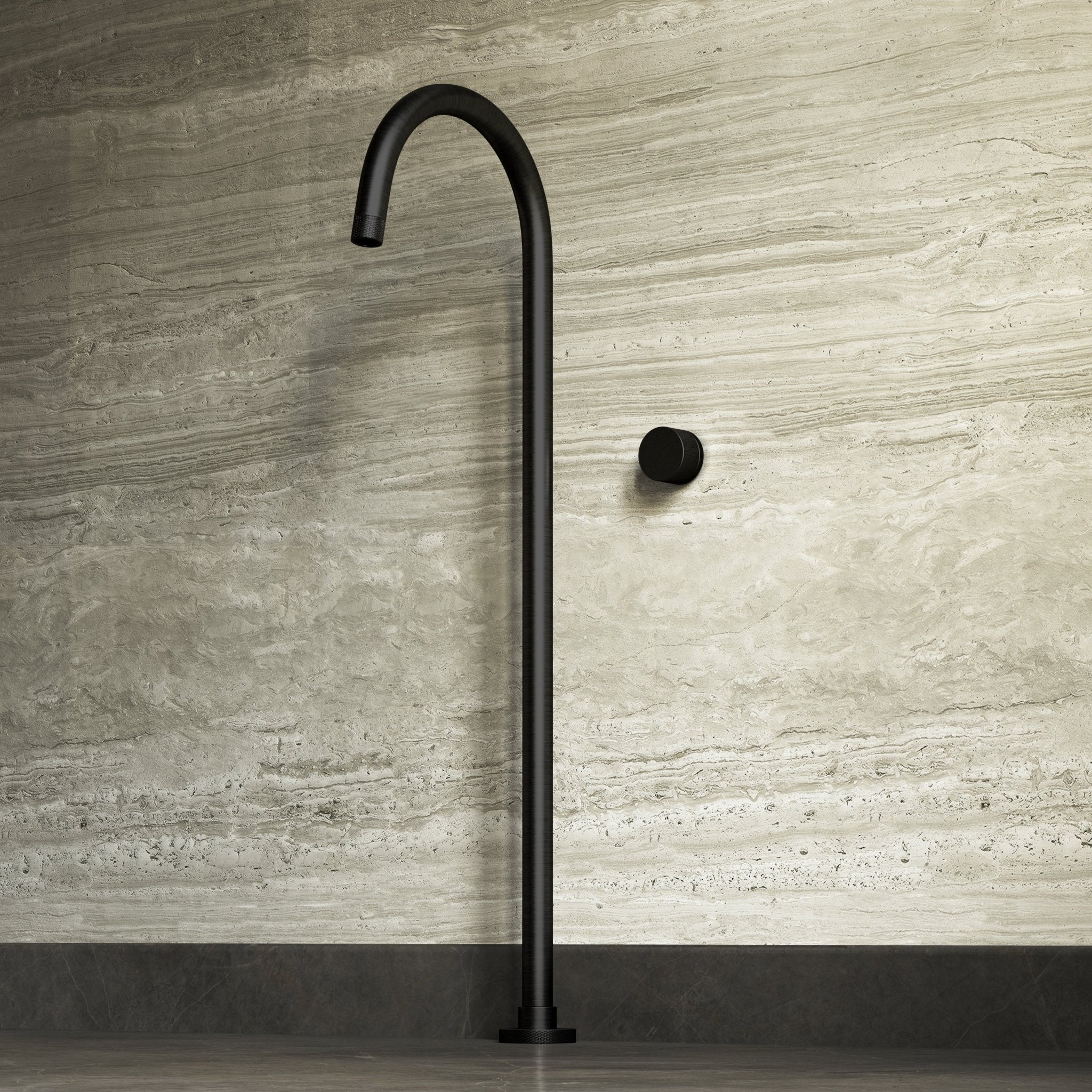 Image of Strata Bath Set – 1 Way Wall Mixer & Floor Standing Spout - Cavari
