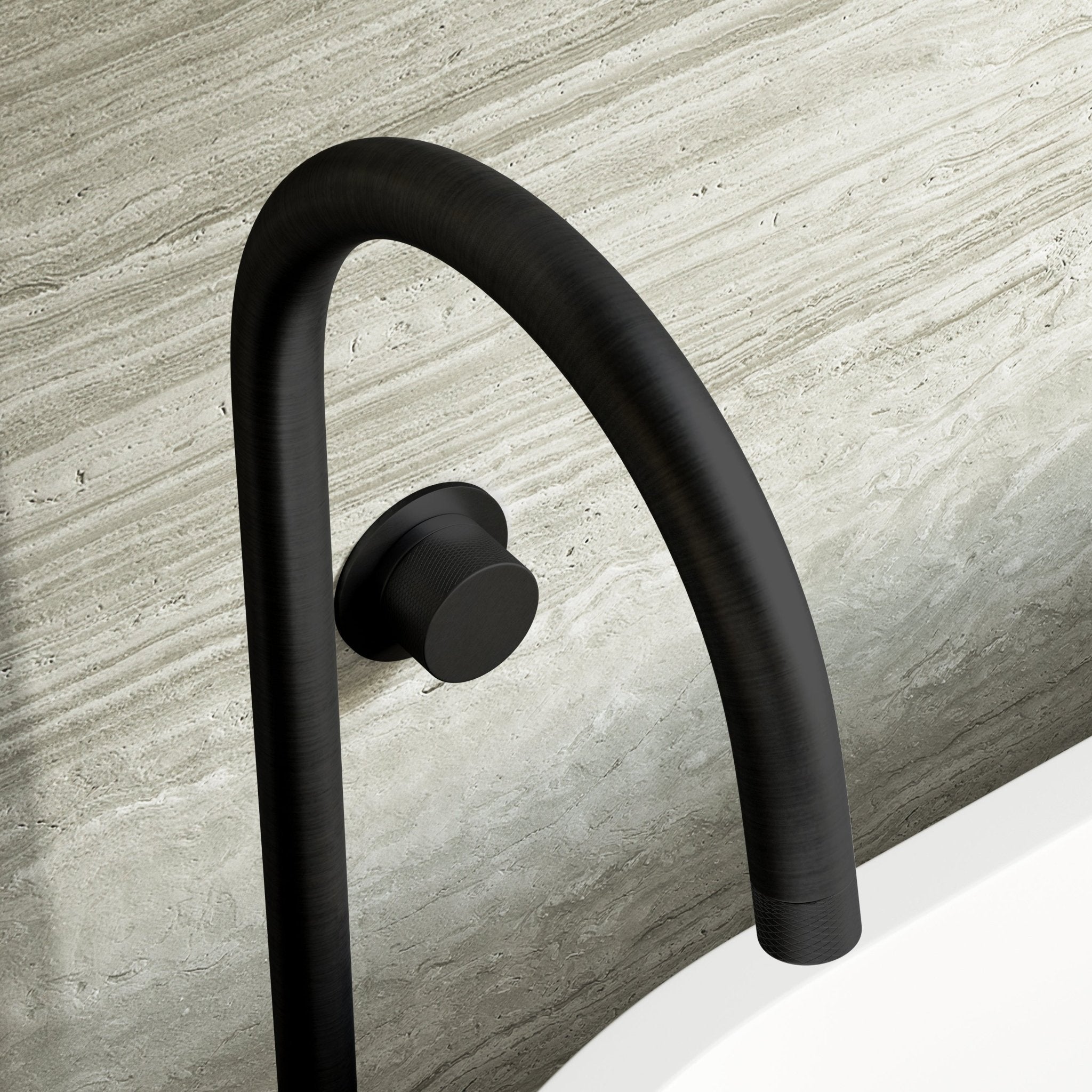 Image of Strata Bath Set – 1 Way Wall Mixer with Backplate & Floor Standing Spout - Cavari