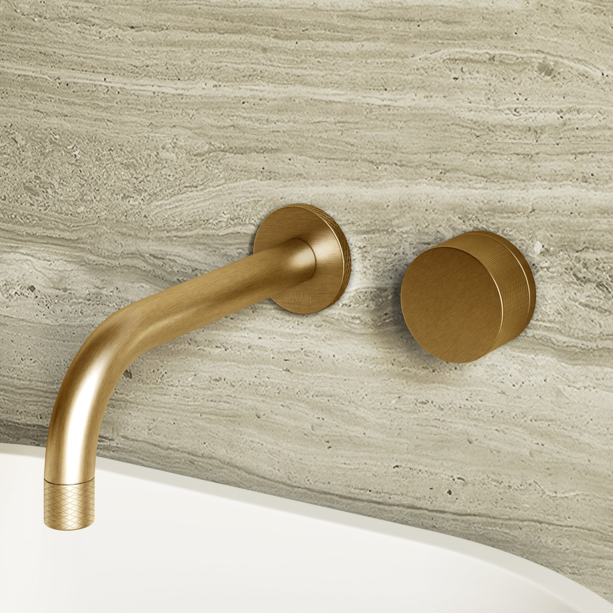 Image of Strata Single Handle Long Spout Wall Mounted Basin Mixer Tap - Cavari