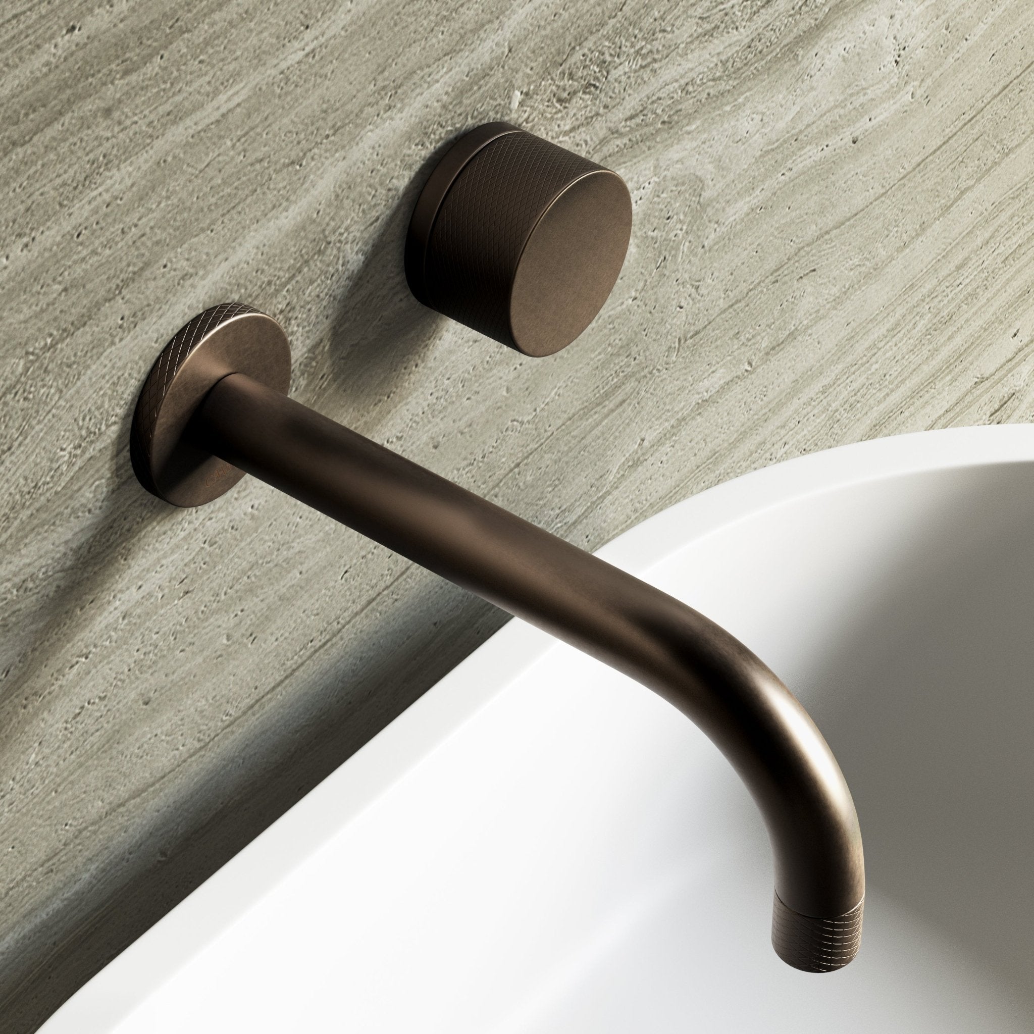 Image of Strata Single Handle Long Spout Wall Mounted Basin Mixer Tap - Cavari