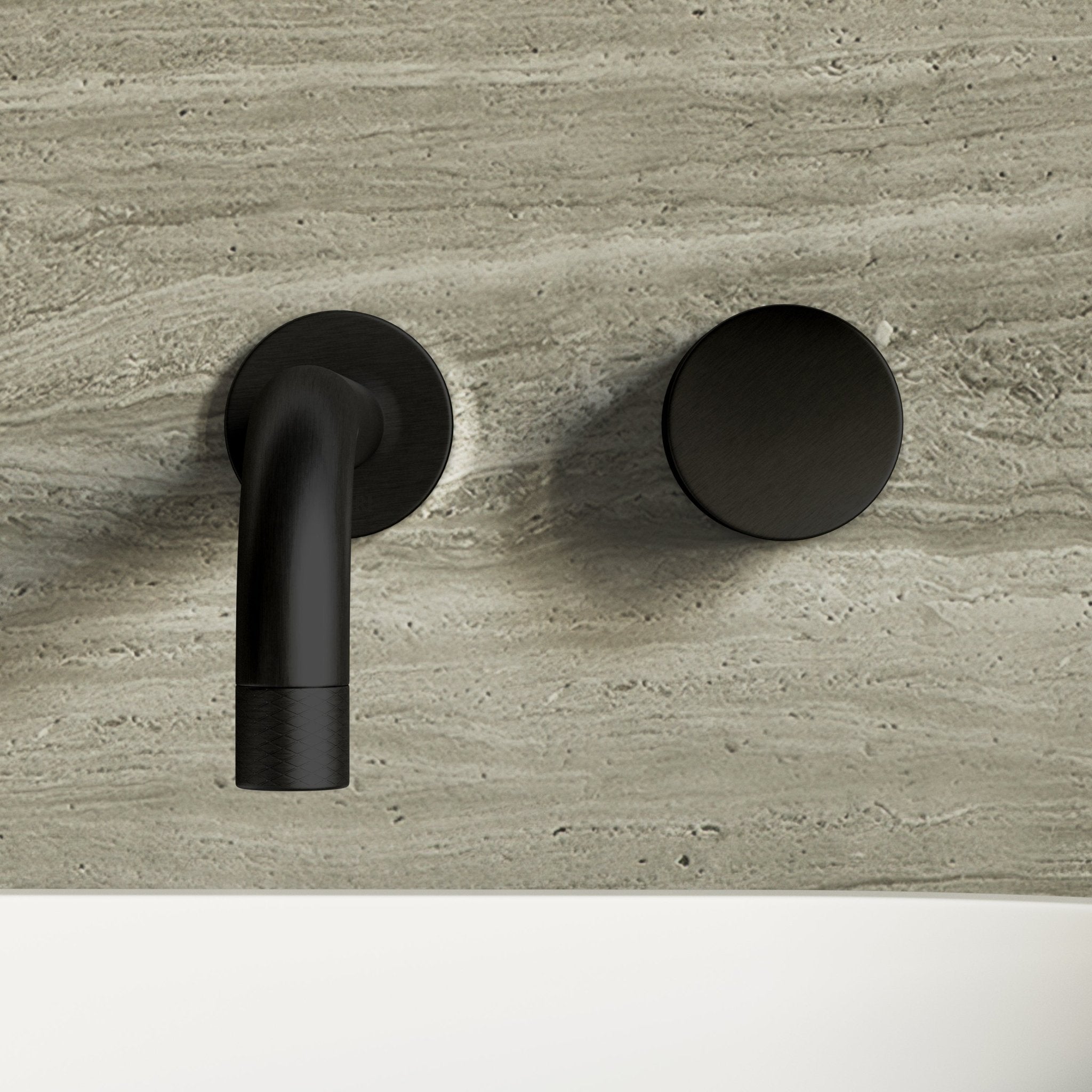 Image of Strata Single Handle Long Spout Wall Mounted Basin Mixer Tap - Cavari