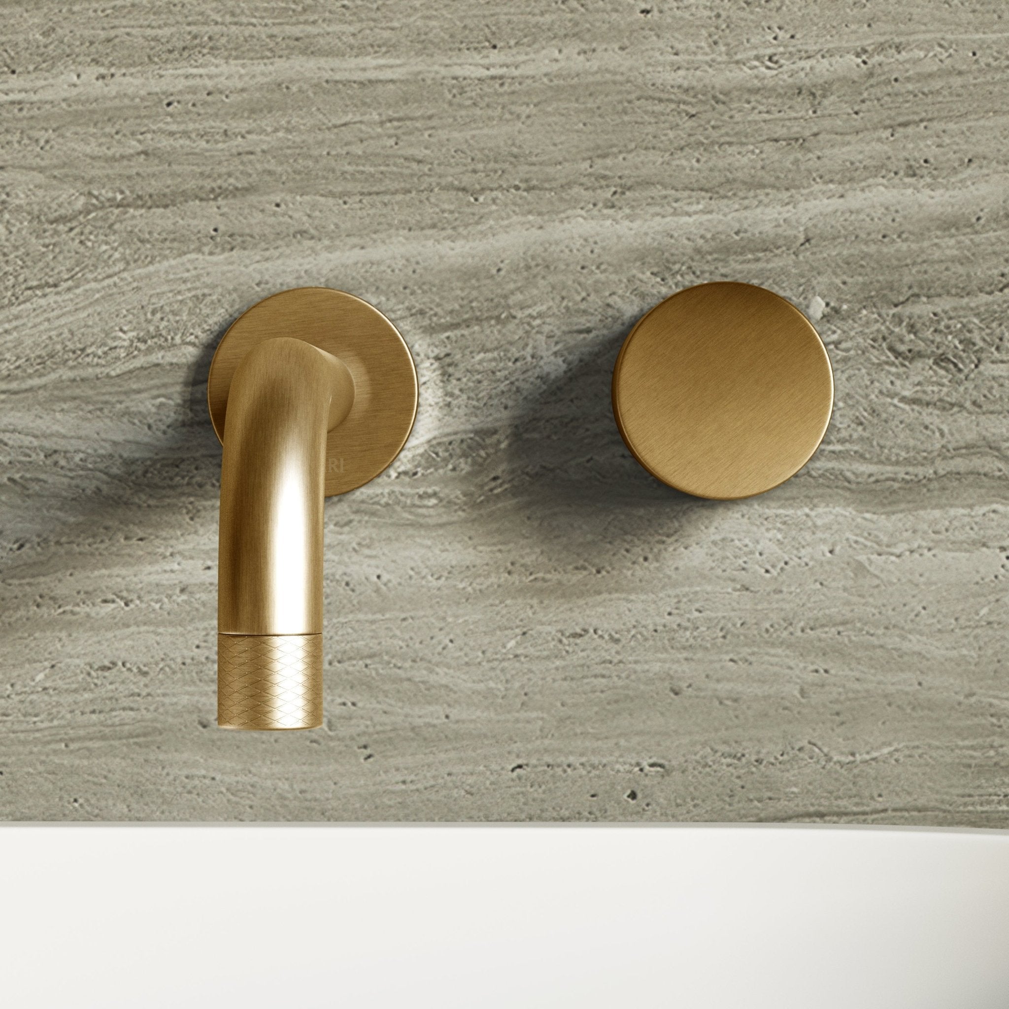 Image of Strata Single Handle Long Spout Wall Mounted Basin Mixer Tap - Cavari