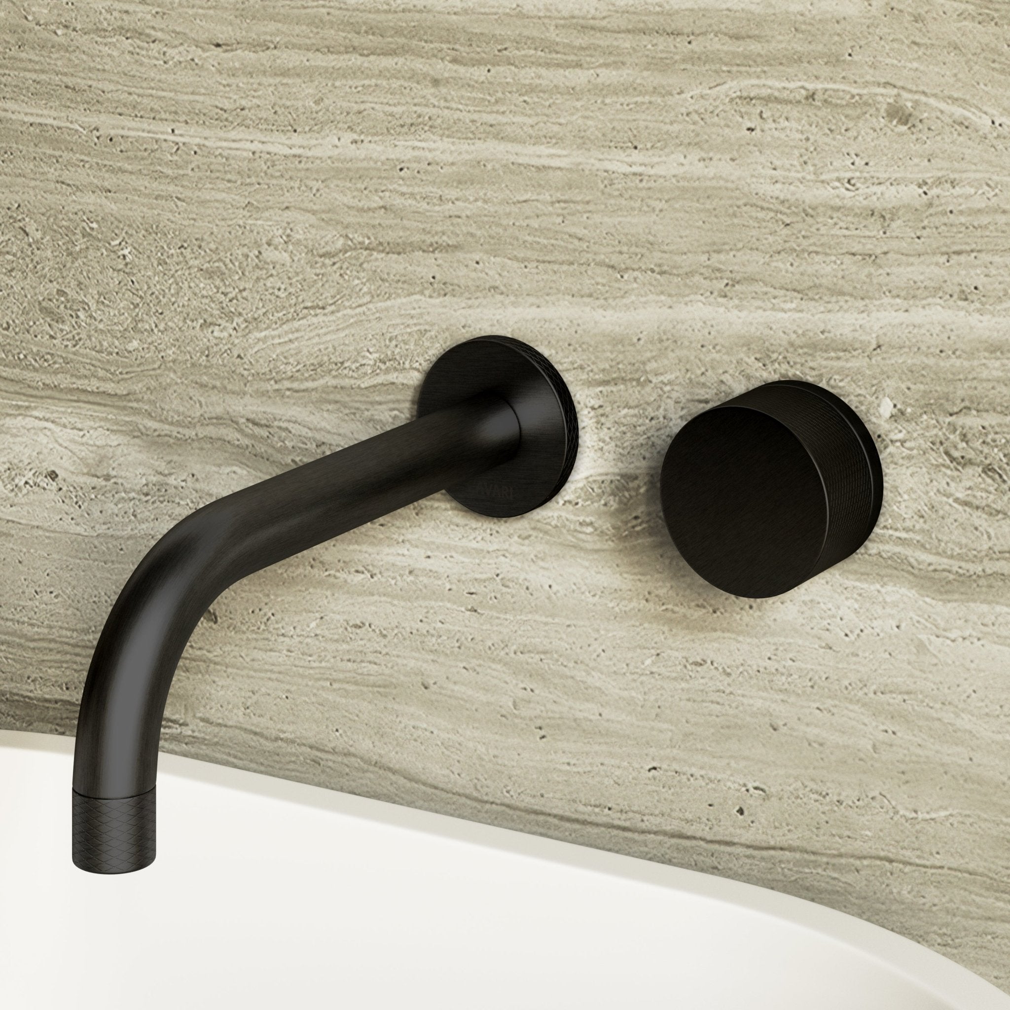 Image of Strata Single Handle Long Spout Wall Mounted Basin Mixer Tap - Cavari