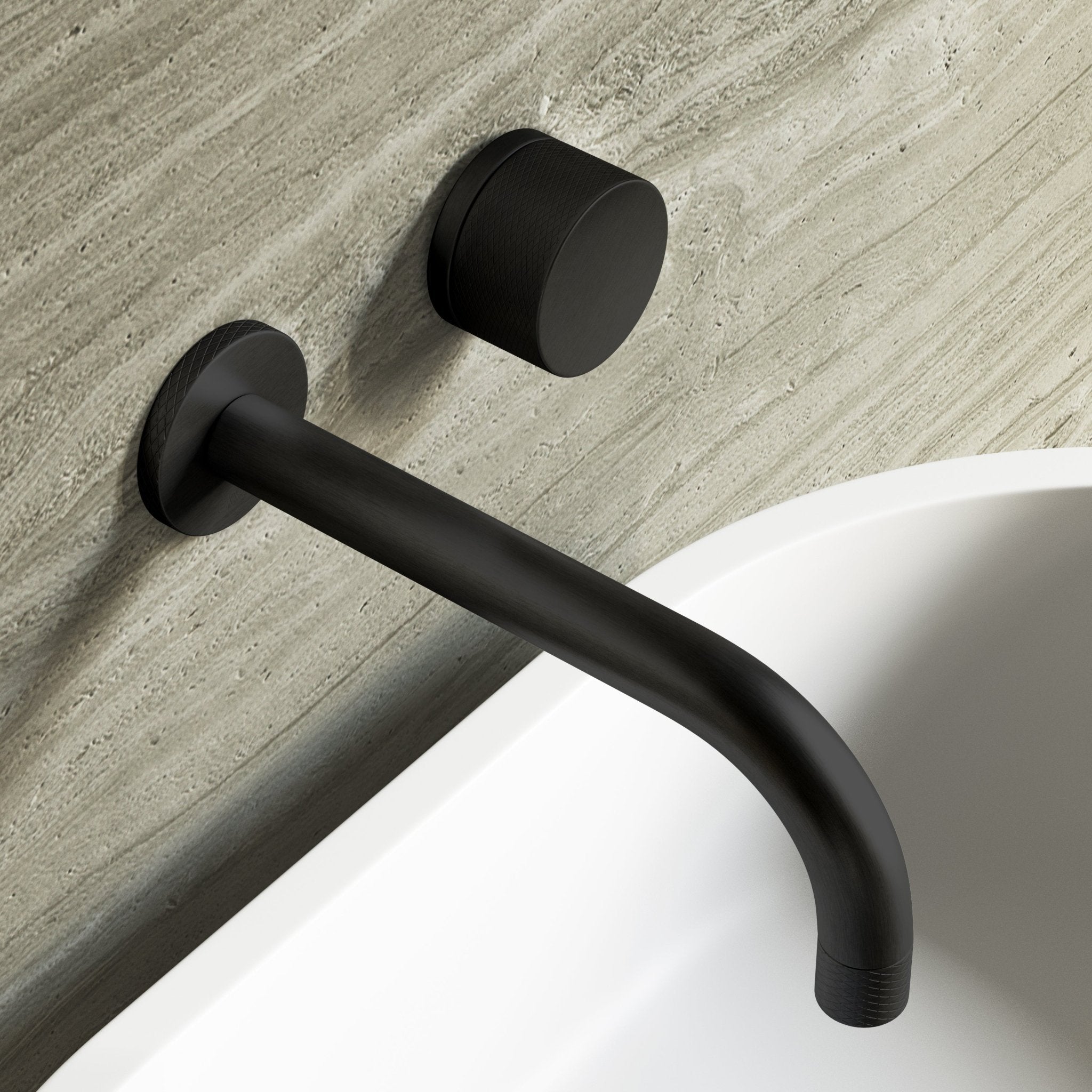 Image of Strata Single Handle Long Spout Wall Mounted Basin Mixer Tap - Cavari
