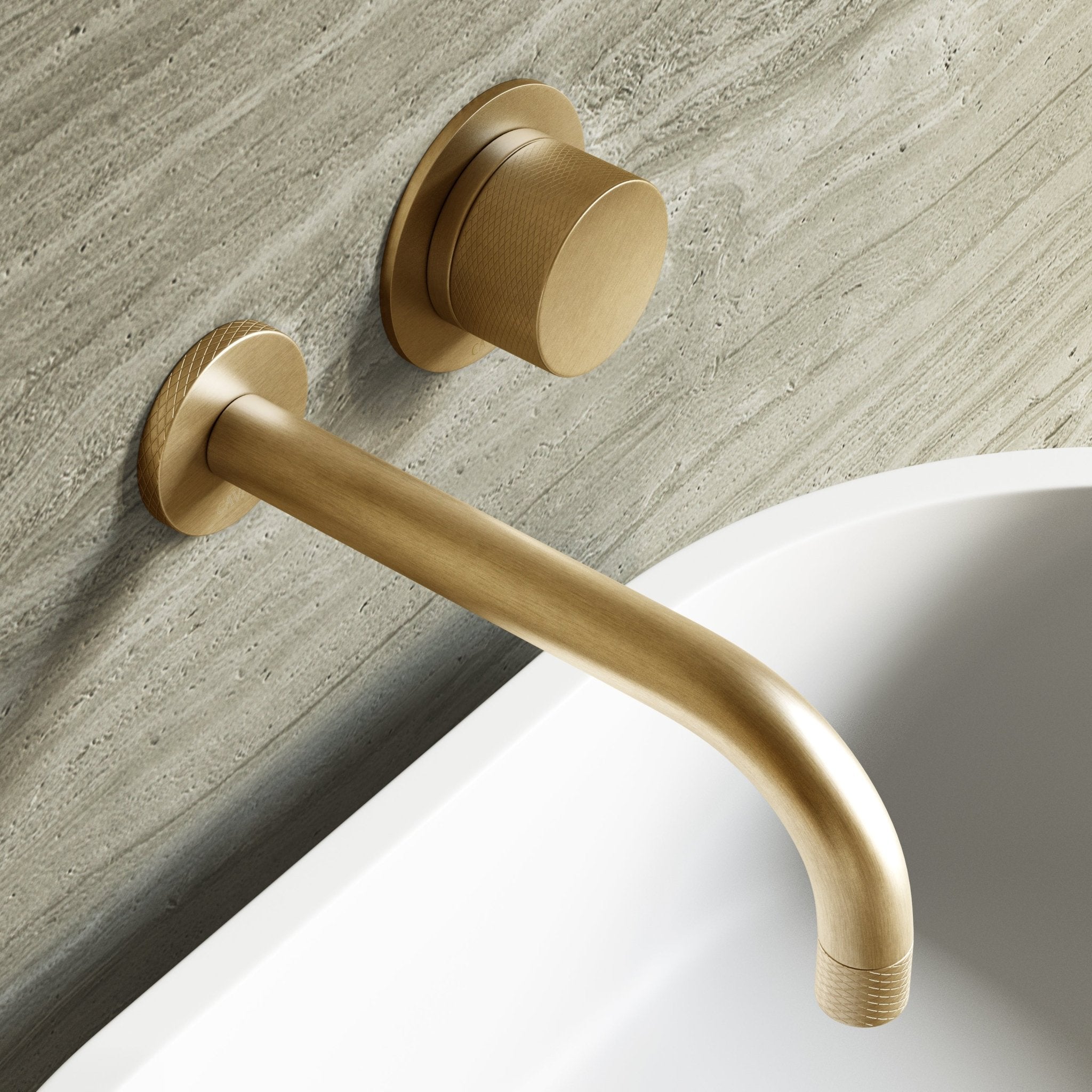Image of Strata Single Handle Long Spout Wall Mounted Basin Mixer Tap with Backplate - Cavari