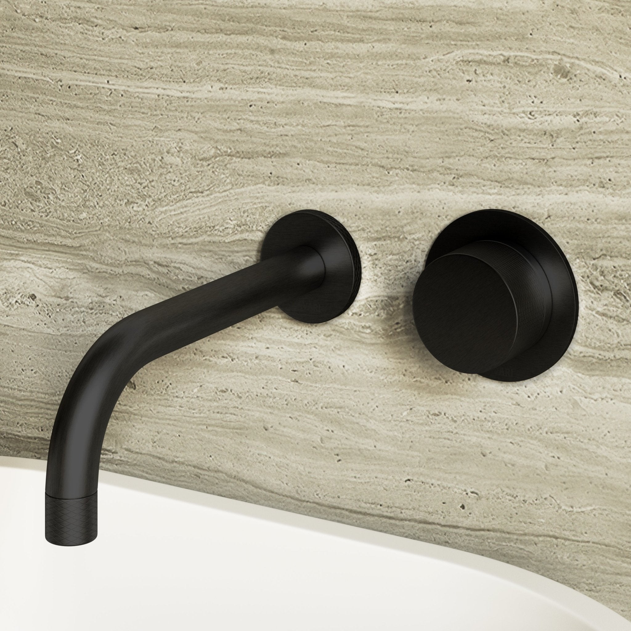 Image of Strata Single Handle Long Spout Wall Mounted Basin Mixer Tap with Backplate - Cavari