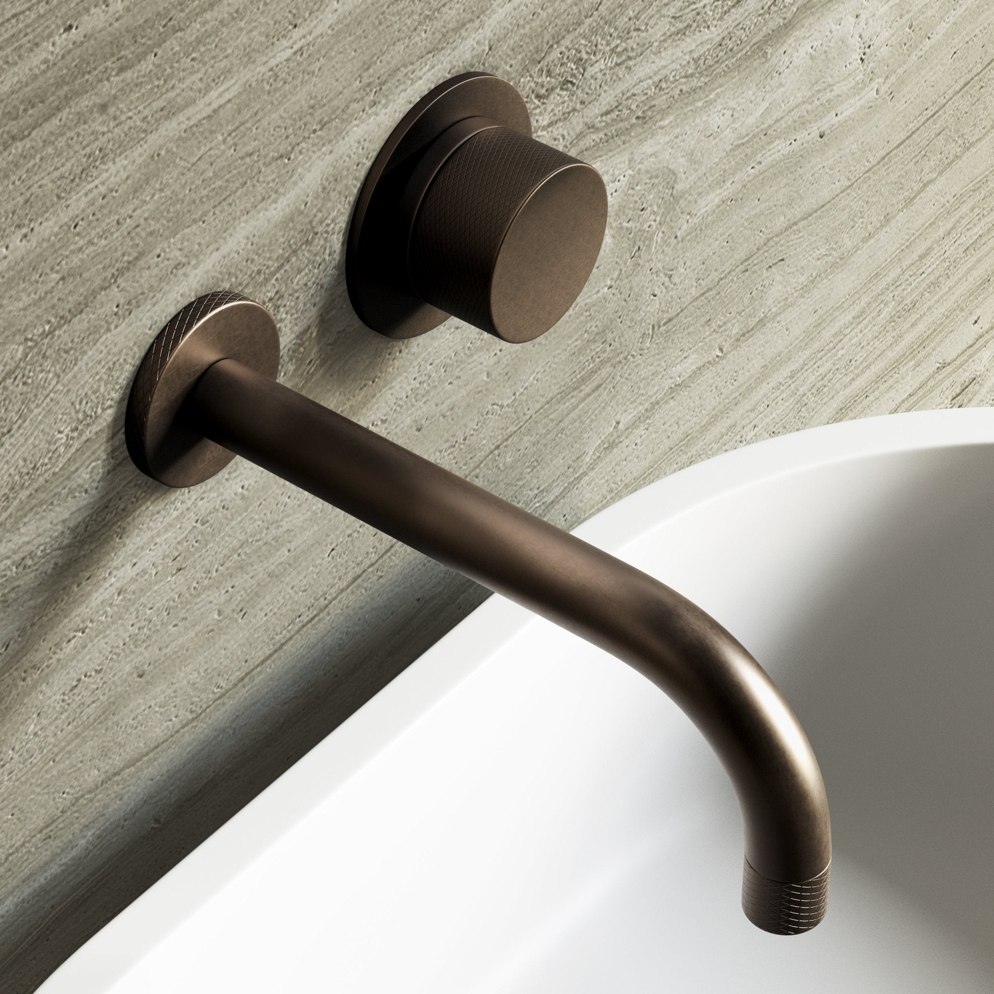 Image of Strata Single Handle Long Spout Wall Mounted Basin Mixer Tap with Backplate - Cavari