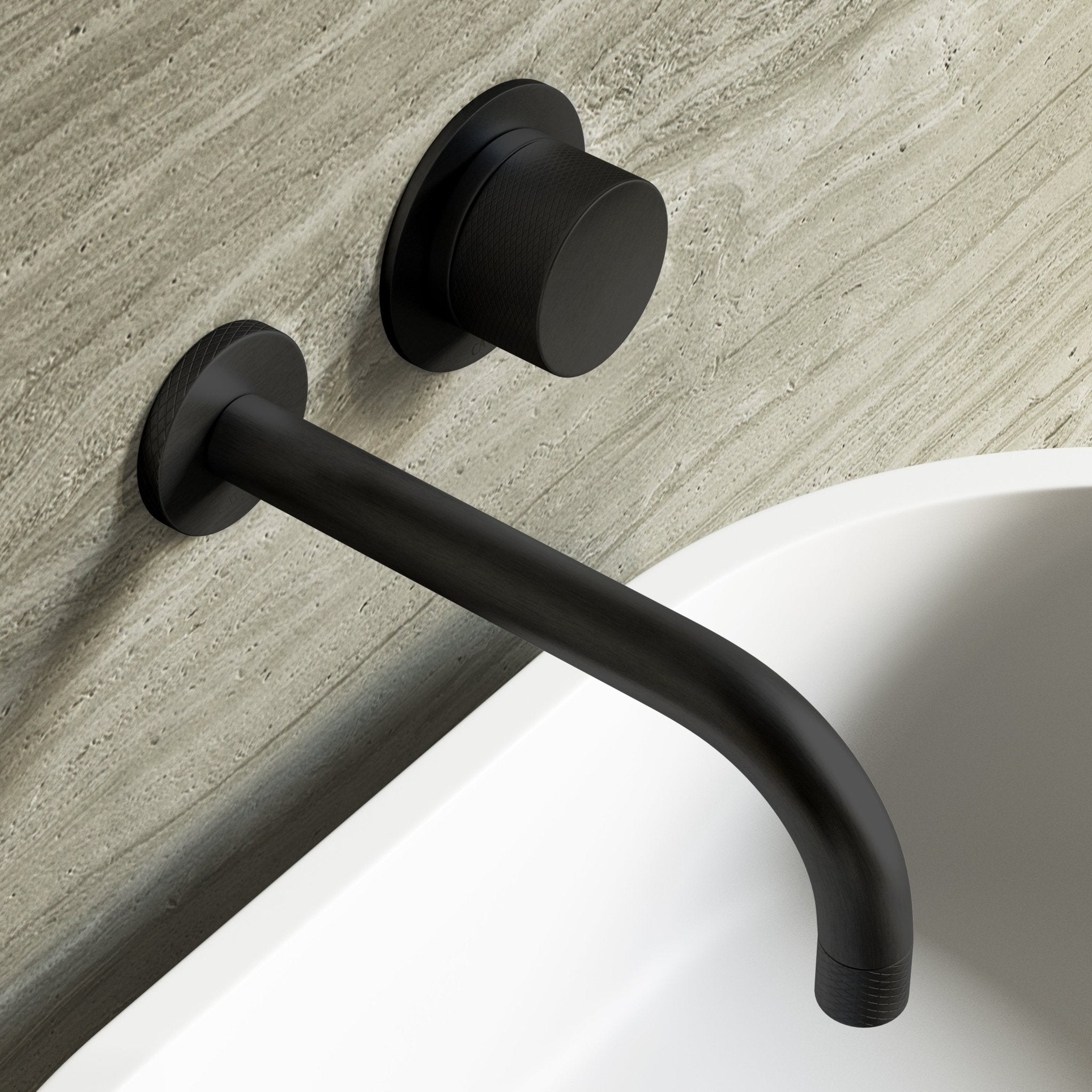 Image of Strata Single Handle Long Spout Wall Mounted Basin Mixer Tap with Backplate - Cavari