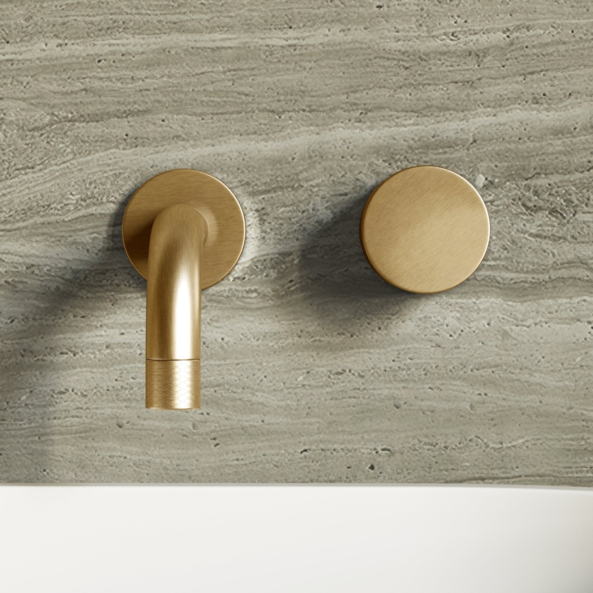 Image of Strata Single Handle Short Spout Wall Mounted Basin Mixer Tap - Cavari