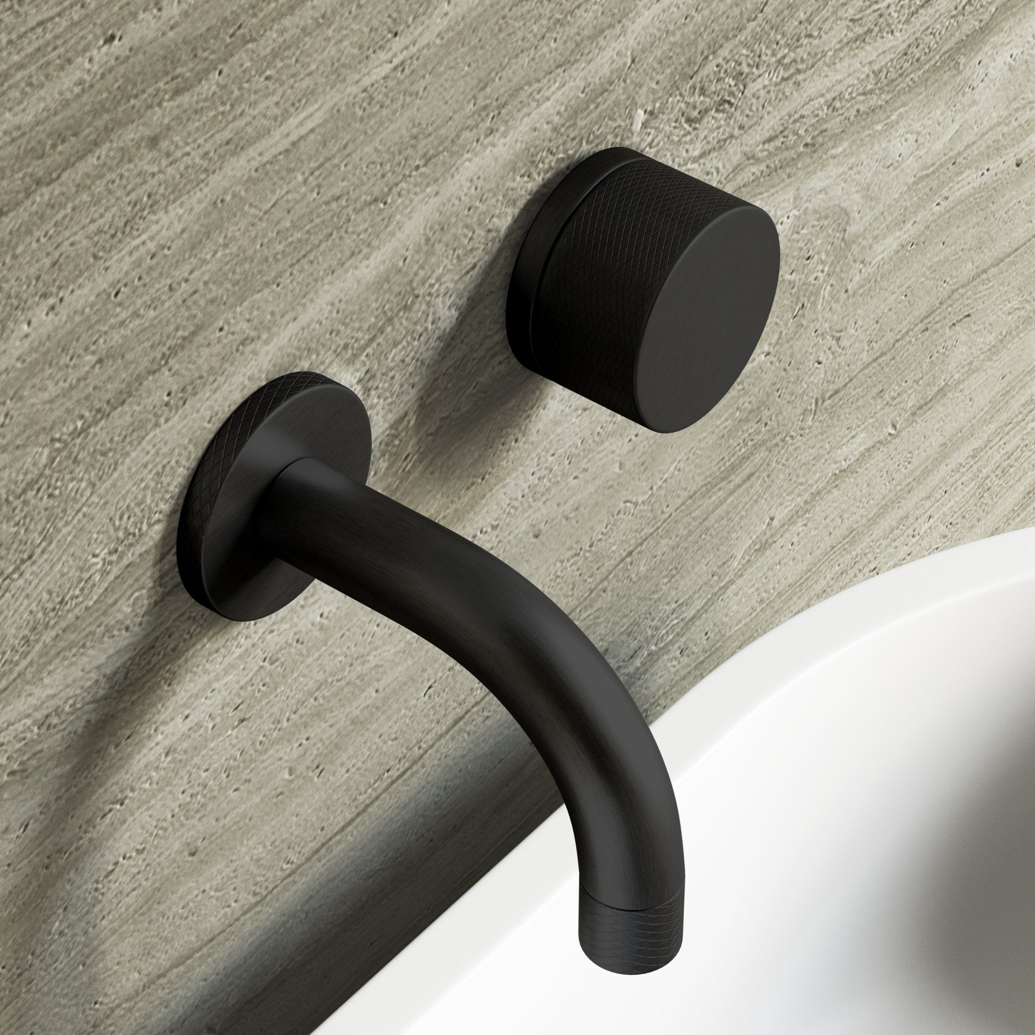 Image of Strata Single Handle Short Spout Wall Mounted Basin Mixer Tap - Cavari