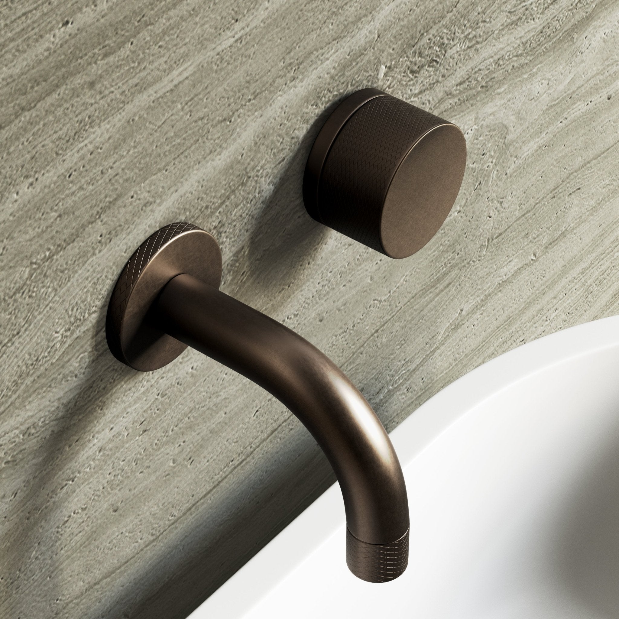 Image of Strata Single Handle Short Spout Wall Mounted Basin Mixer Tap - Cavari