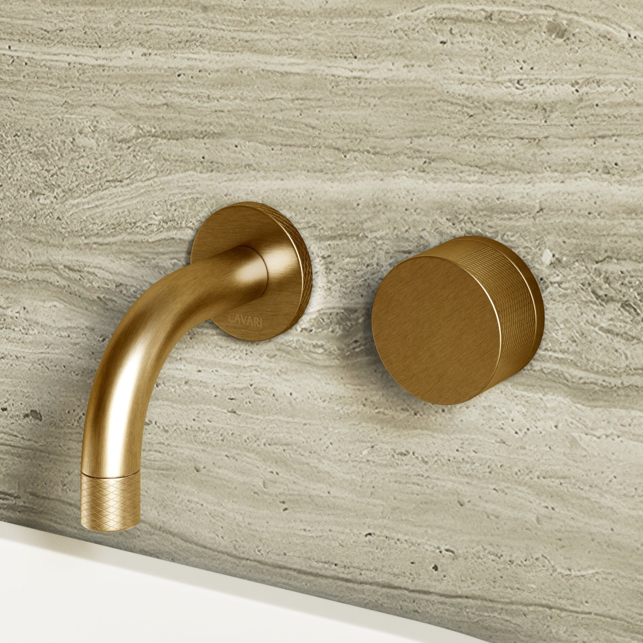 Image of Strata Single Handle Short Spout Wall Mounted Basin Mixer Tap - Cavari