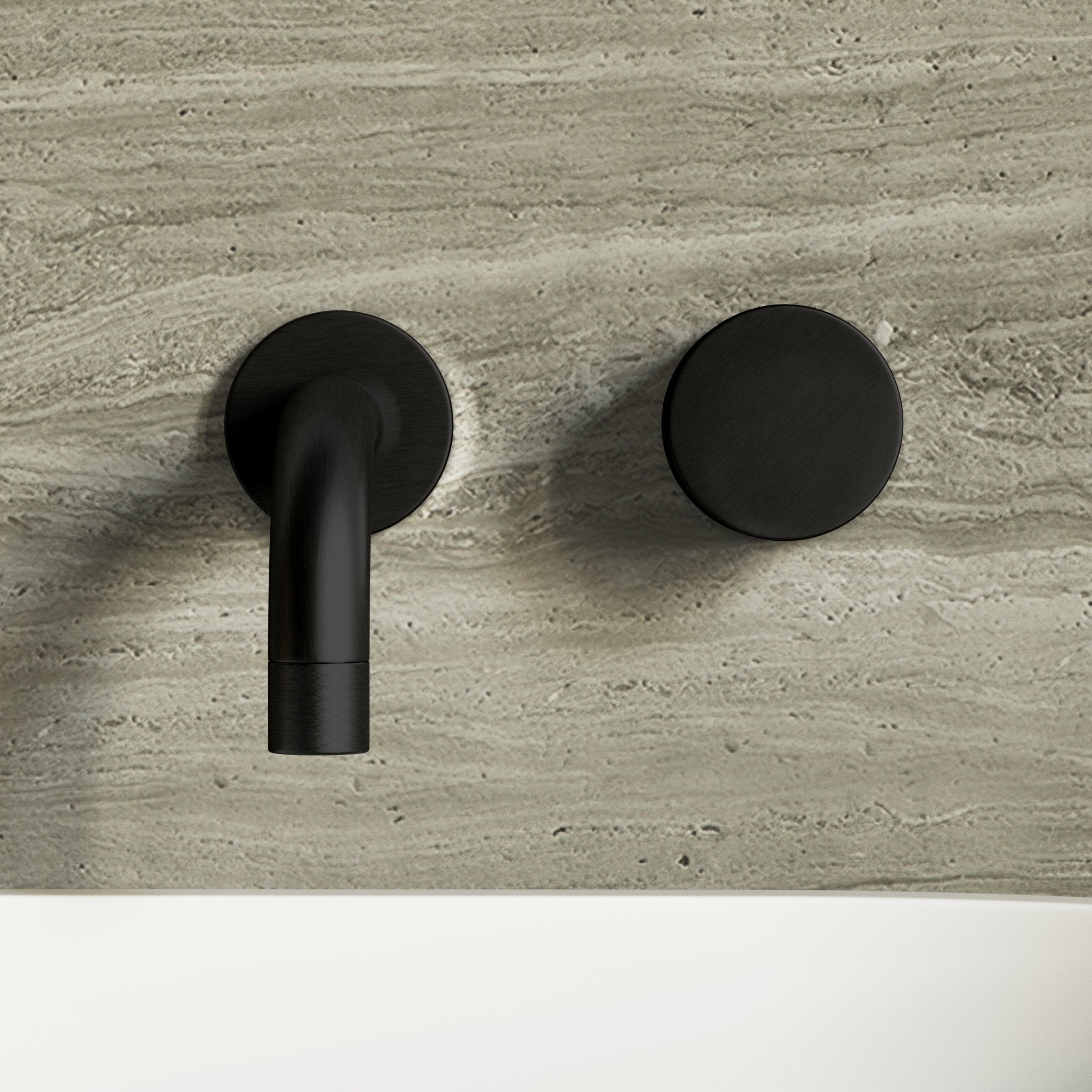 Image of Strata Single Handle Short Spout Wall Mounted Basin Mixer Tap - Cavari