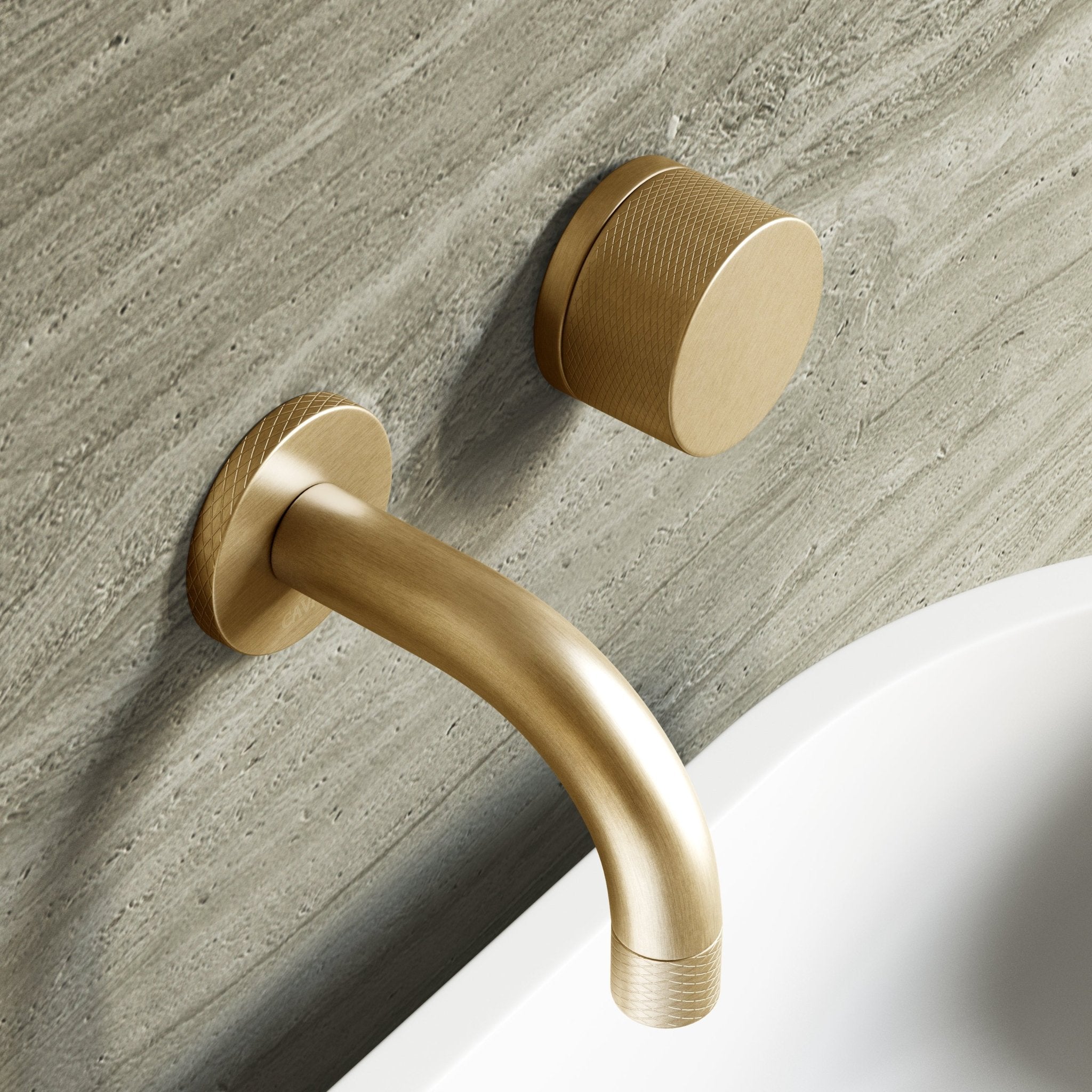 Image of Strata Single Handle Short Spout Wall Mounted Basin Mixer Tap - Cavari