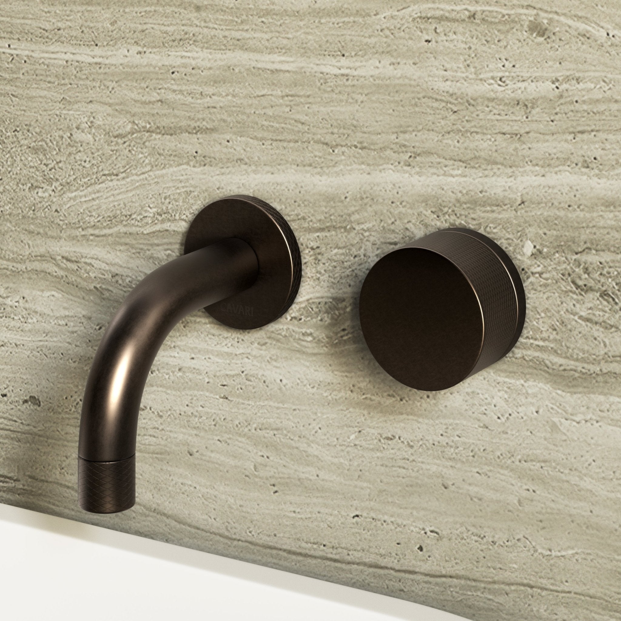 Image of Strata Single Handle Short Spout Wall Mounted Basin Mixer Tap - Cavari