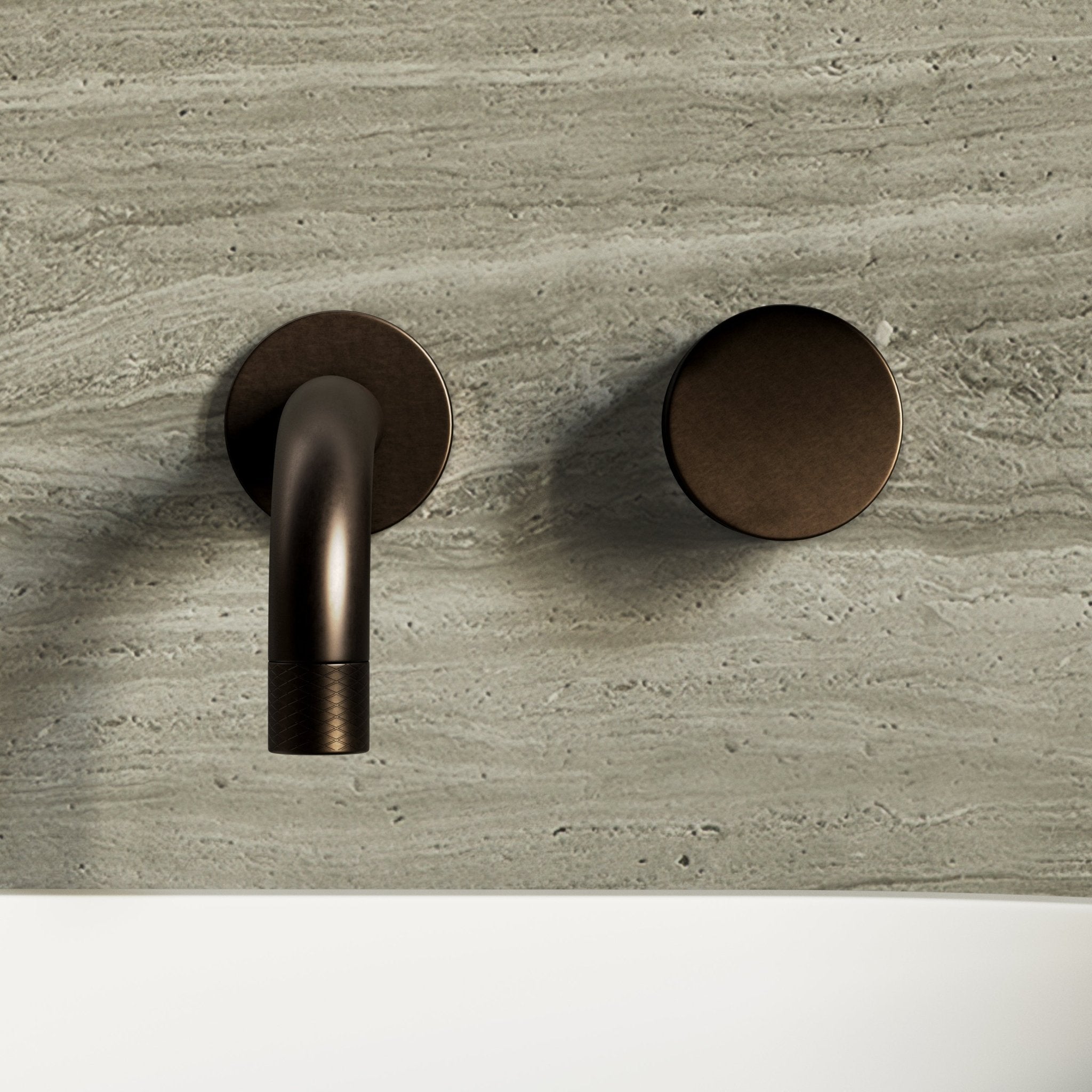 Image of Strata Single Handle Short Spout Wall Mounted Basin Mixer Tap - Cavari